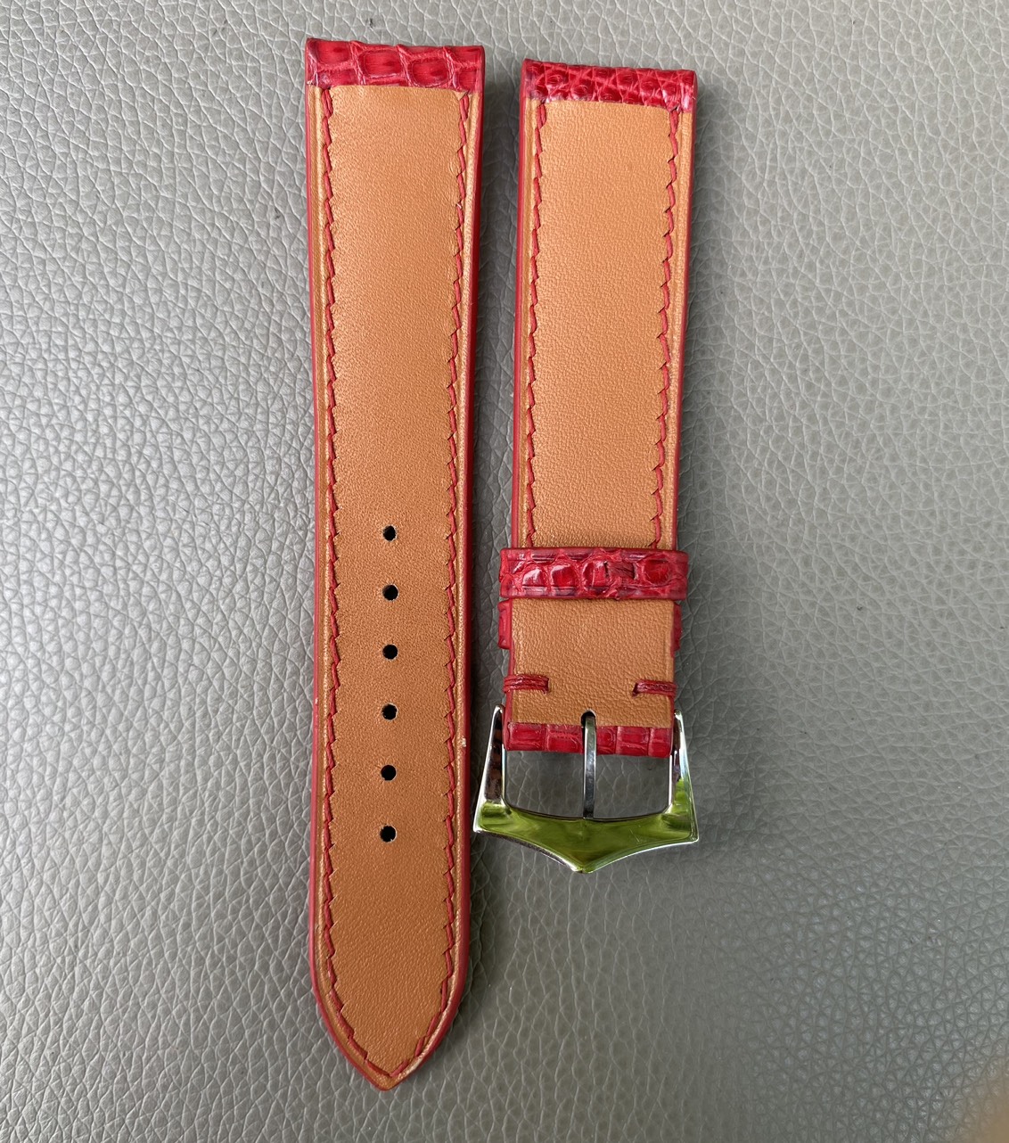 Red Genuine Lizard Leather Watch Strap Band - Image 3