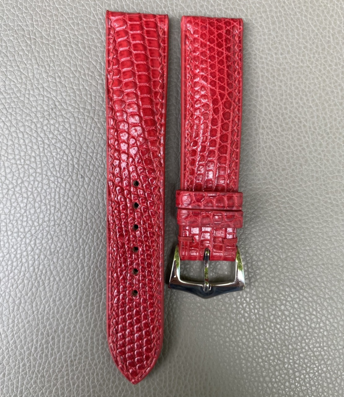 Red Genuine Lizard Leather Watch Strap Band - Image 2