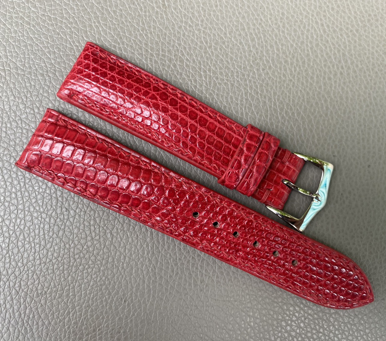 Red Genuine Lizard Leather Watch Strap Band