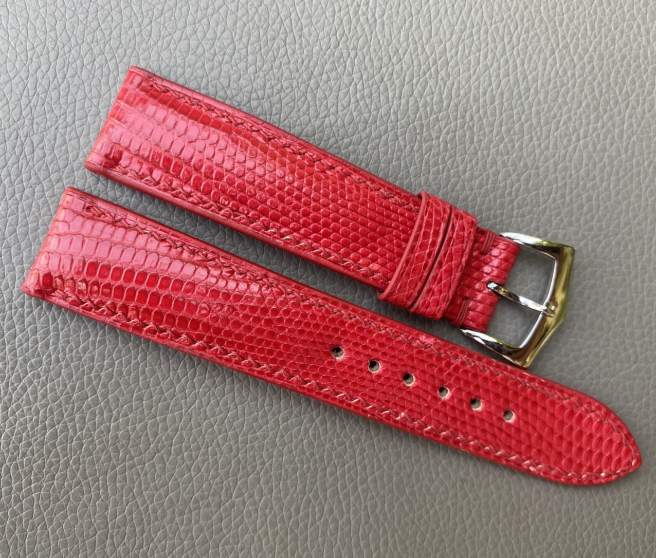Red Genuine Lizard Leather Watch Strap Band