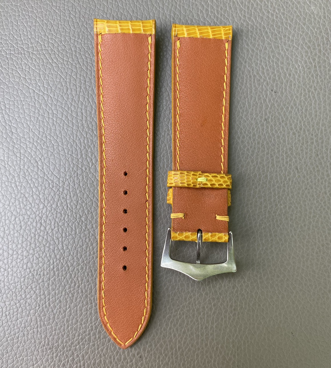 Yellow Genuine Lizard Leather Watch Strap Band - Image 3
