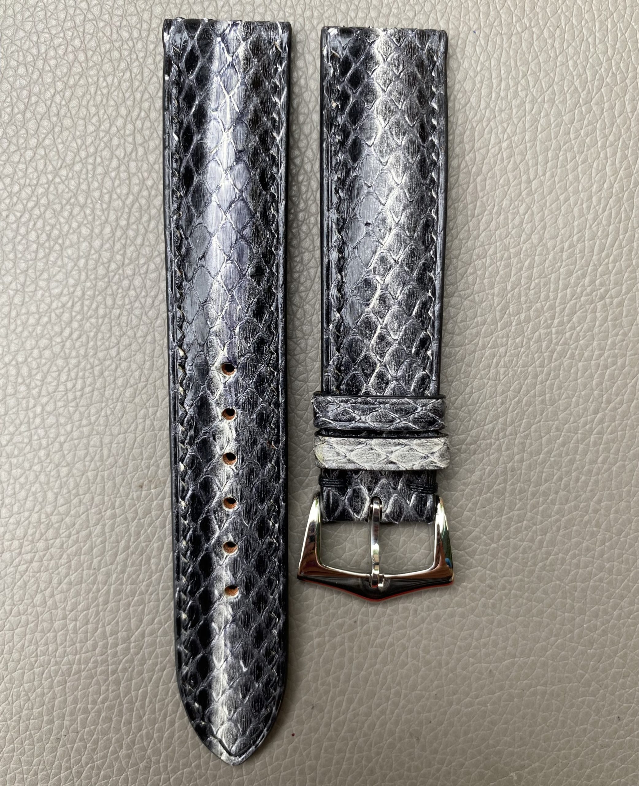 Black White Genuine Python leather Watch Strap Band - Image 2
