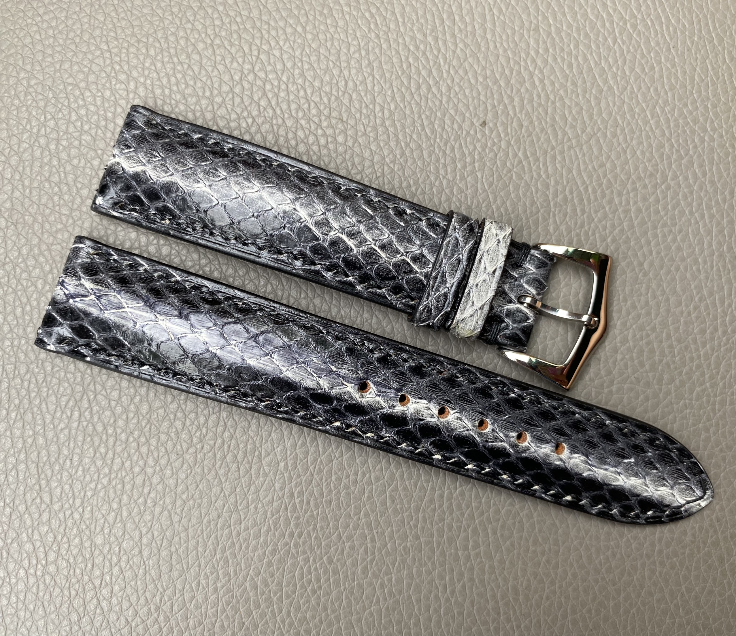 Black White Genuine Python leather Watch Strap Band