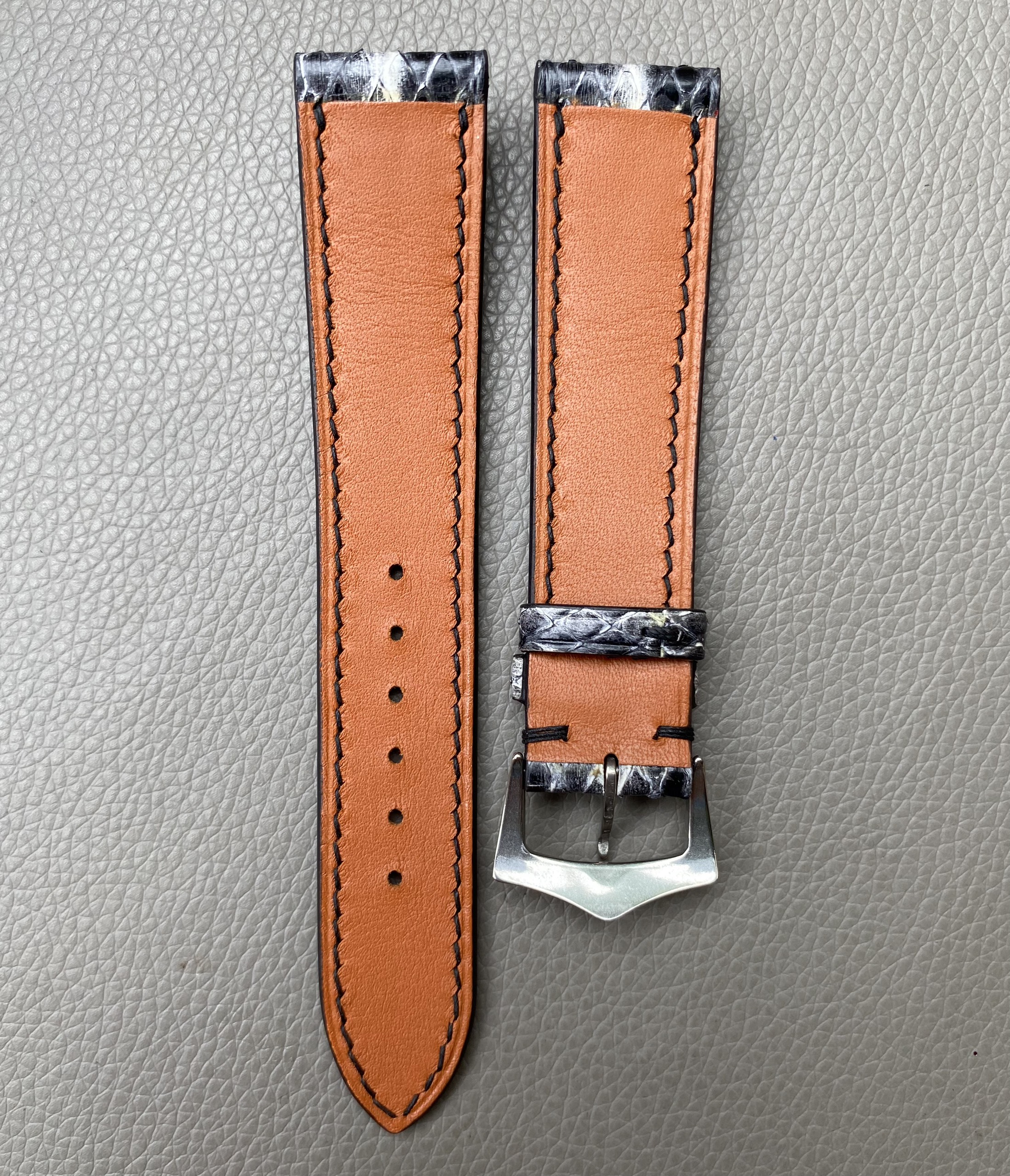 Black White Genuine Python leather Watch Strap Band - Image 3