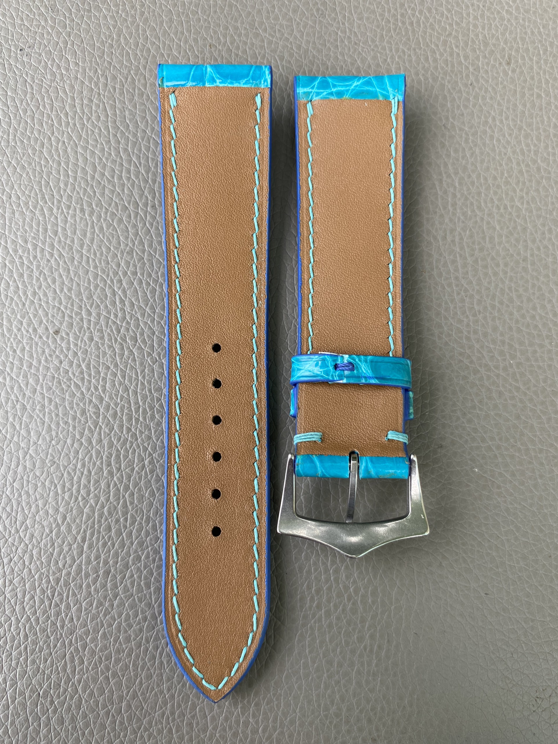 Turquoise Genuine Alligator Crocodile Leather watch strap band - Image 3
