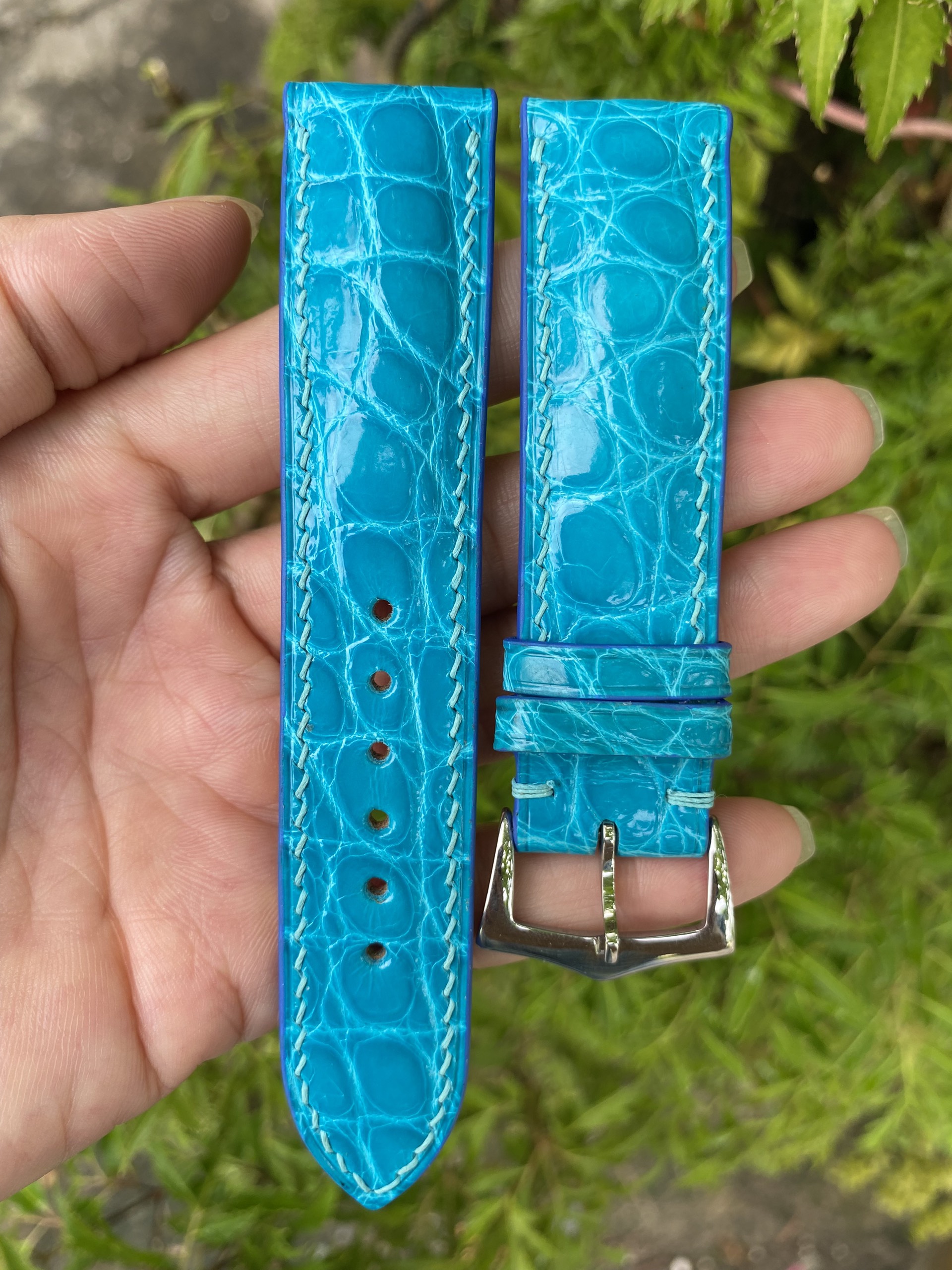 Turquoise Genuine Alligator Crocodile Leather watch strap band - Image 2
