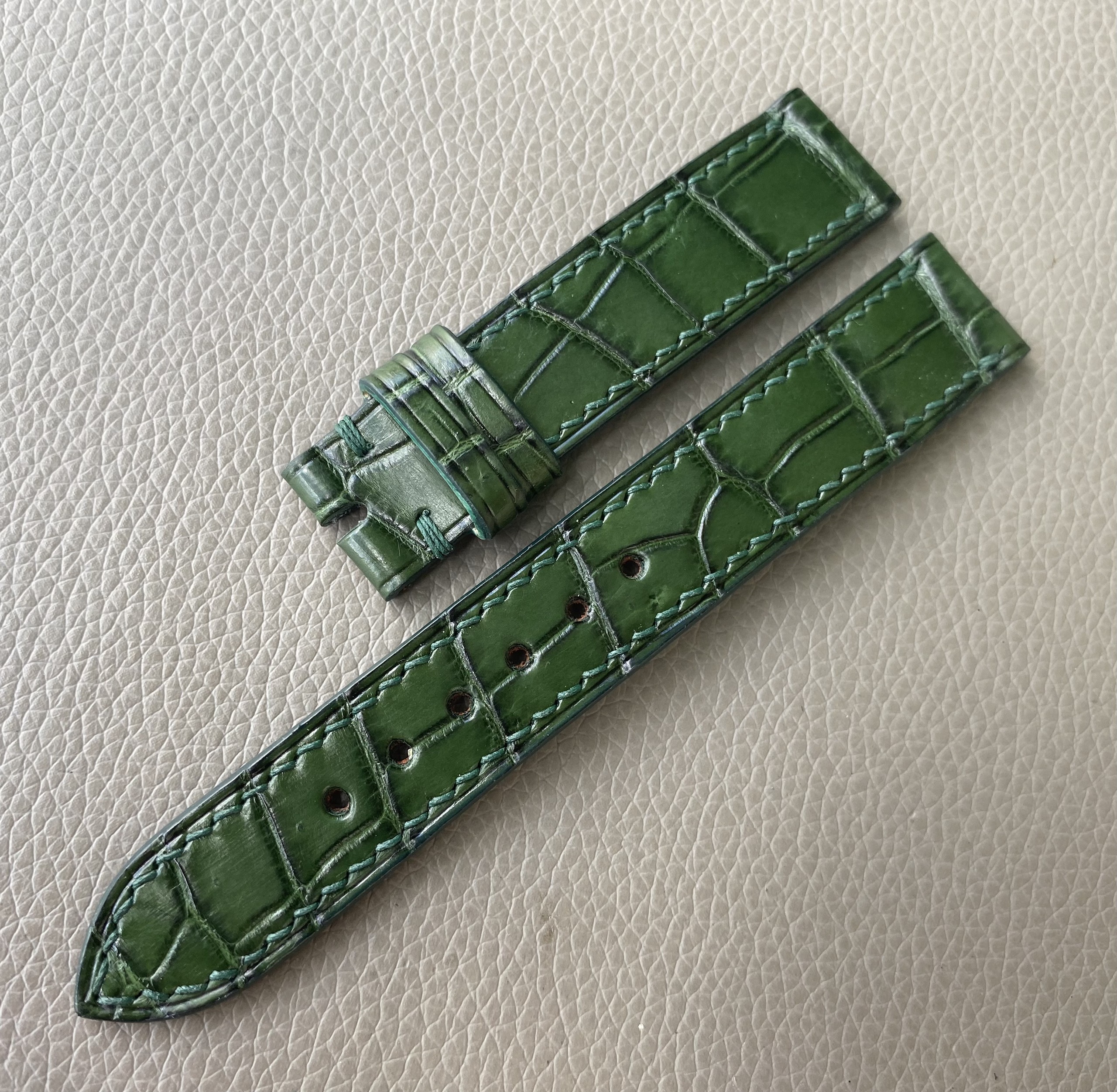 Green Genuine Alligator Crocodile Leather watch strap band - Image 2