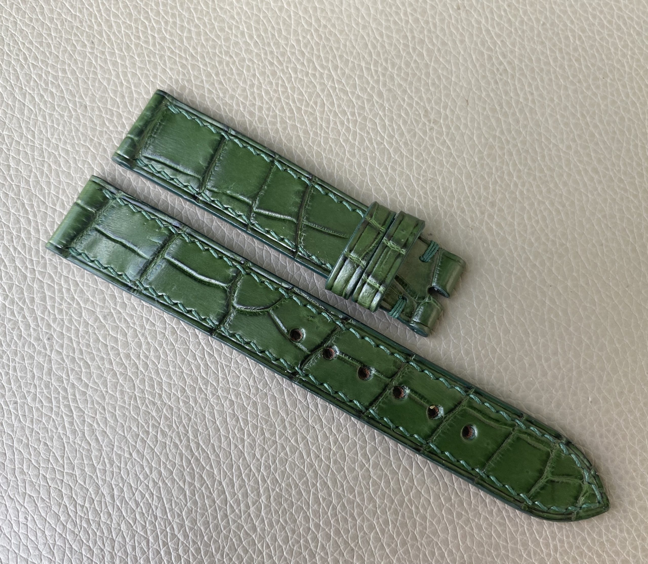 Green Genuine Alligator Crocodile Leather watch strap band