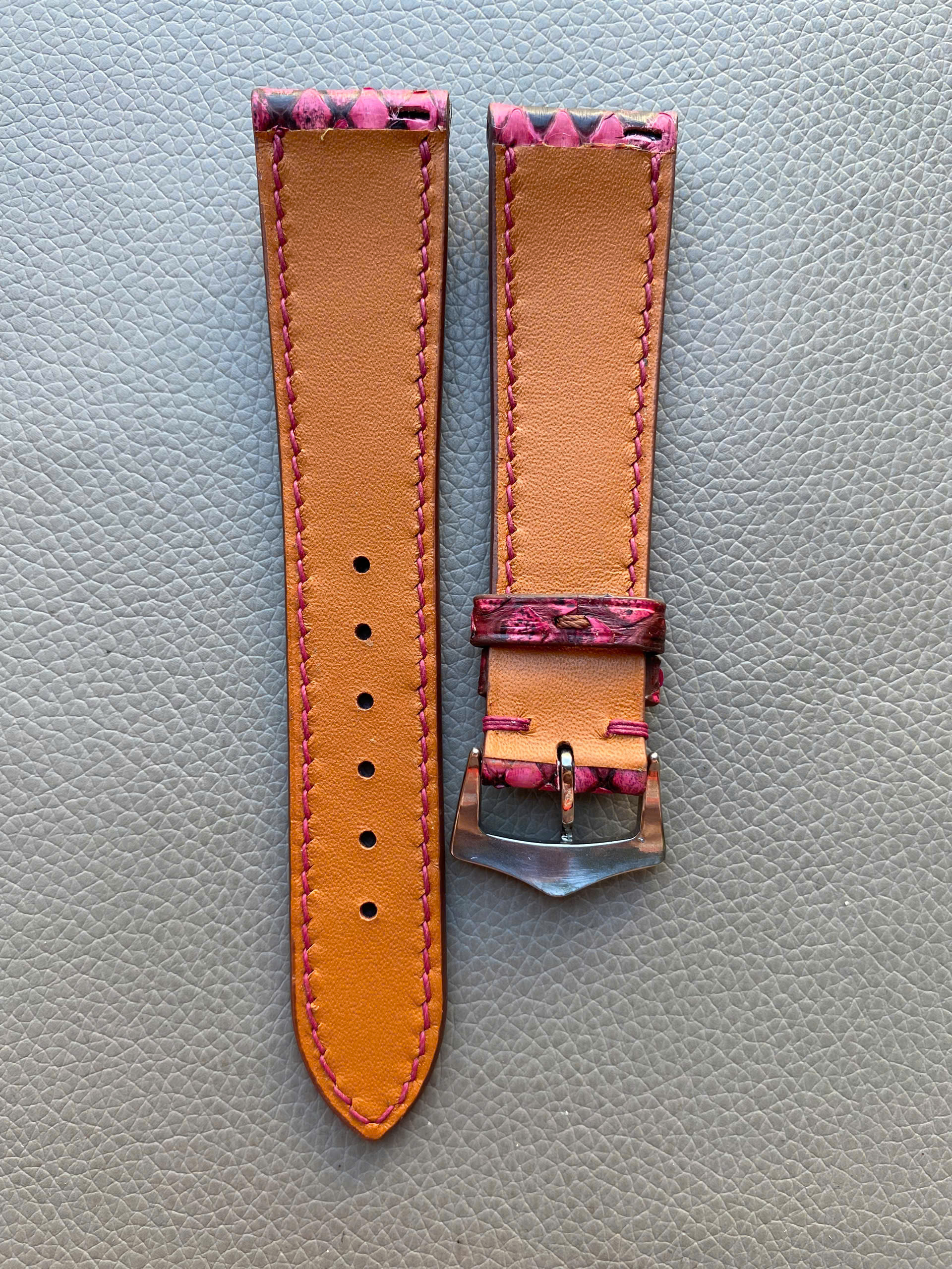 Pink Genuine Python leather Watch Strap Band - Image 2