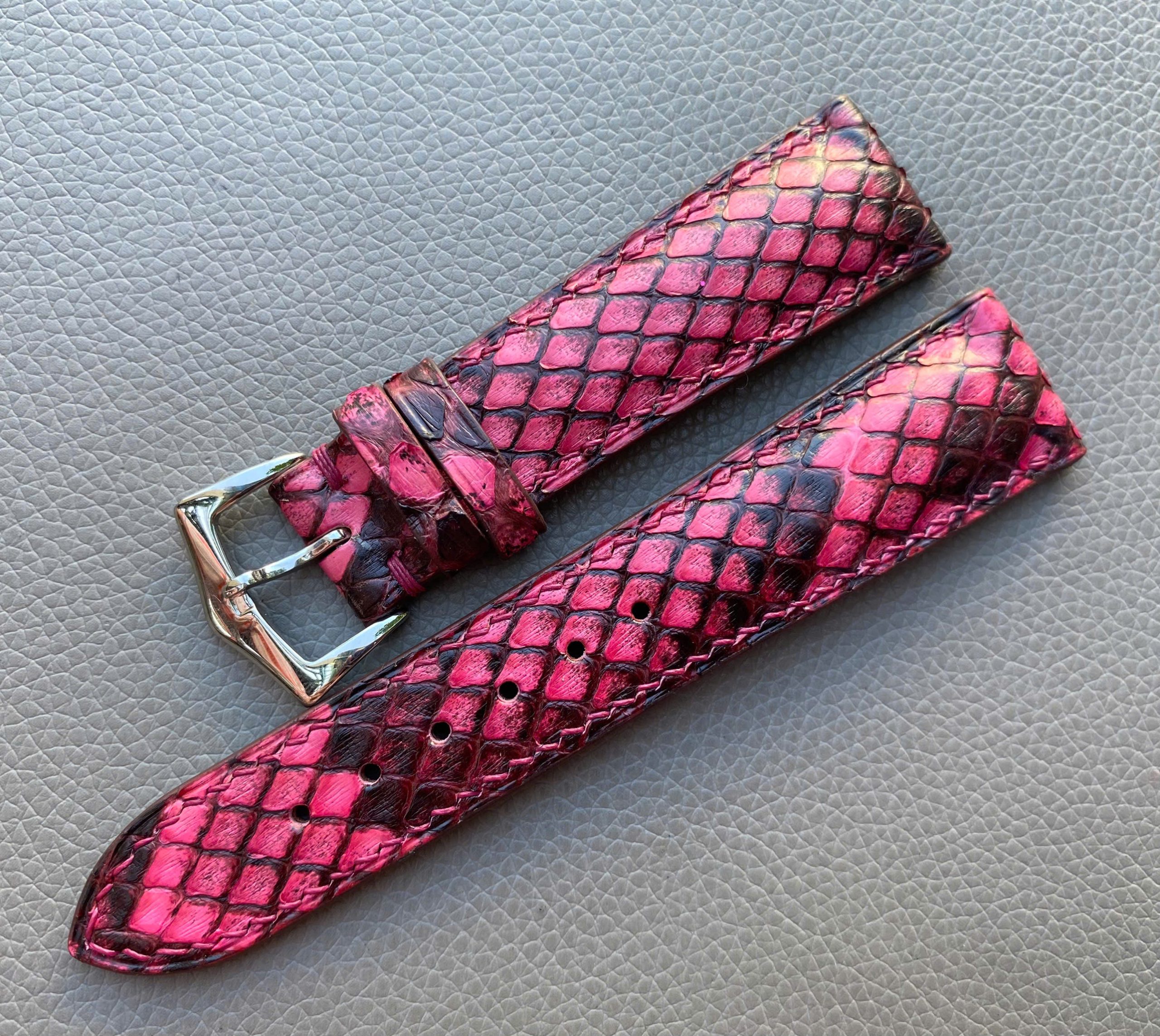 Pink Genuine Python leather Watch Strap Band - Image 3