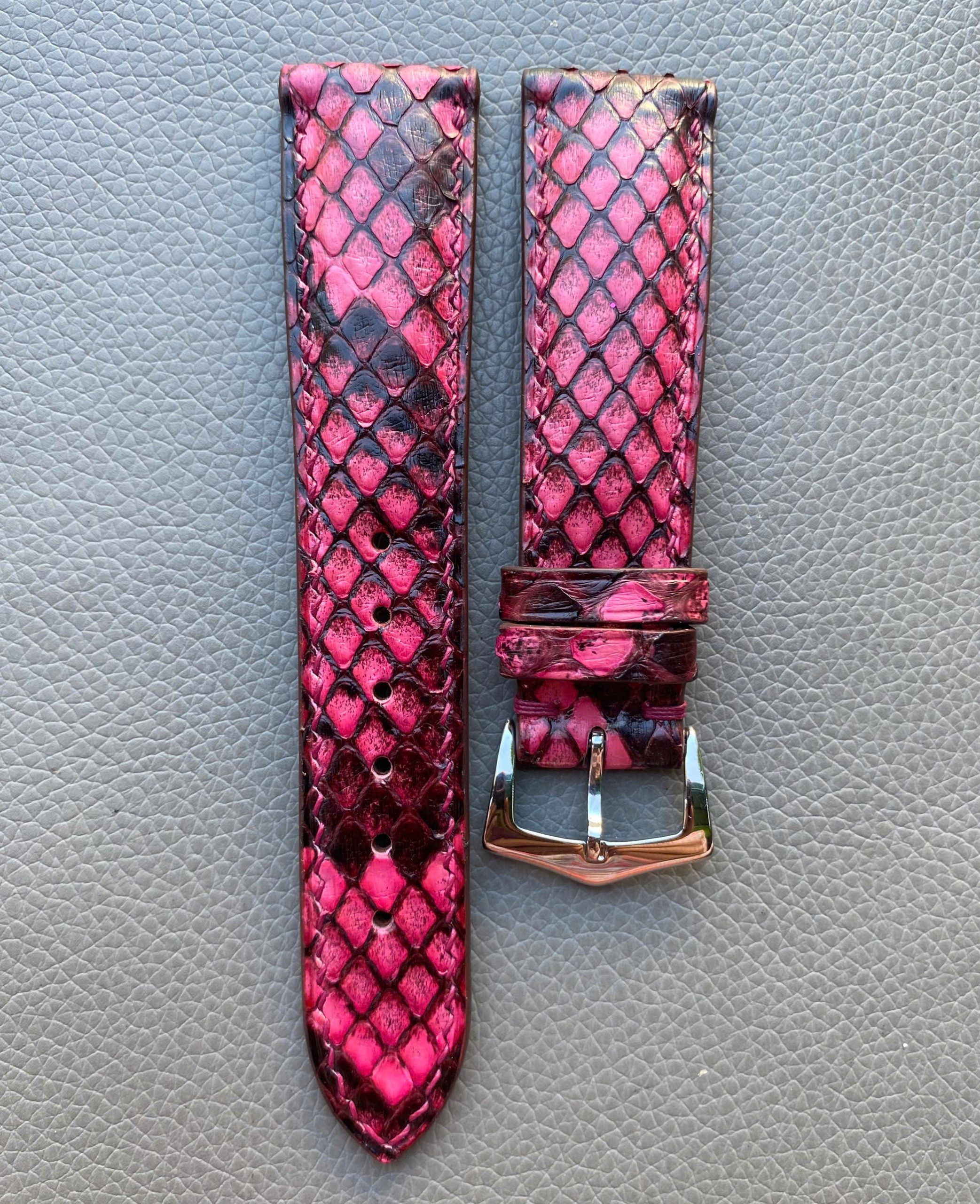 Pink Genuine Python leather Watch Strap Band - Image 4
