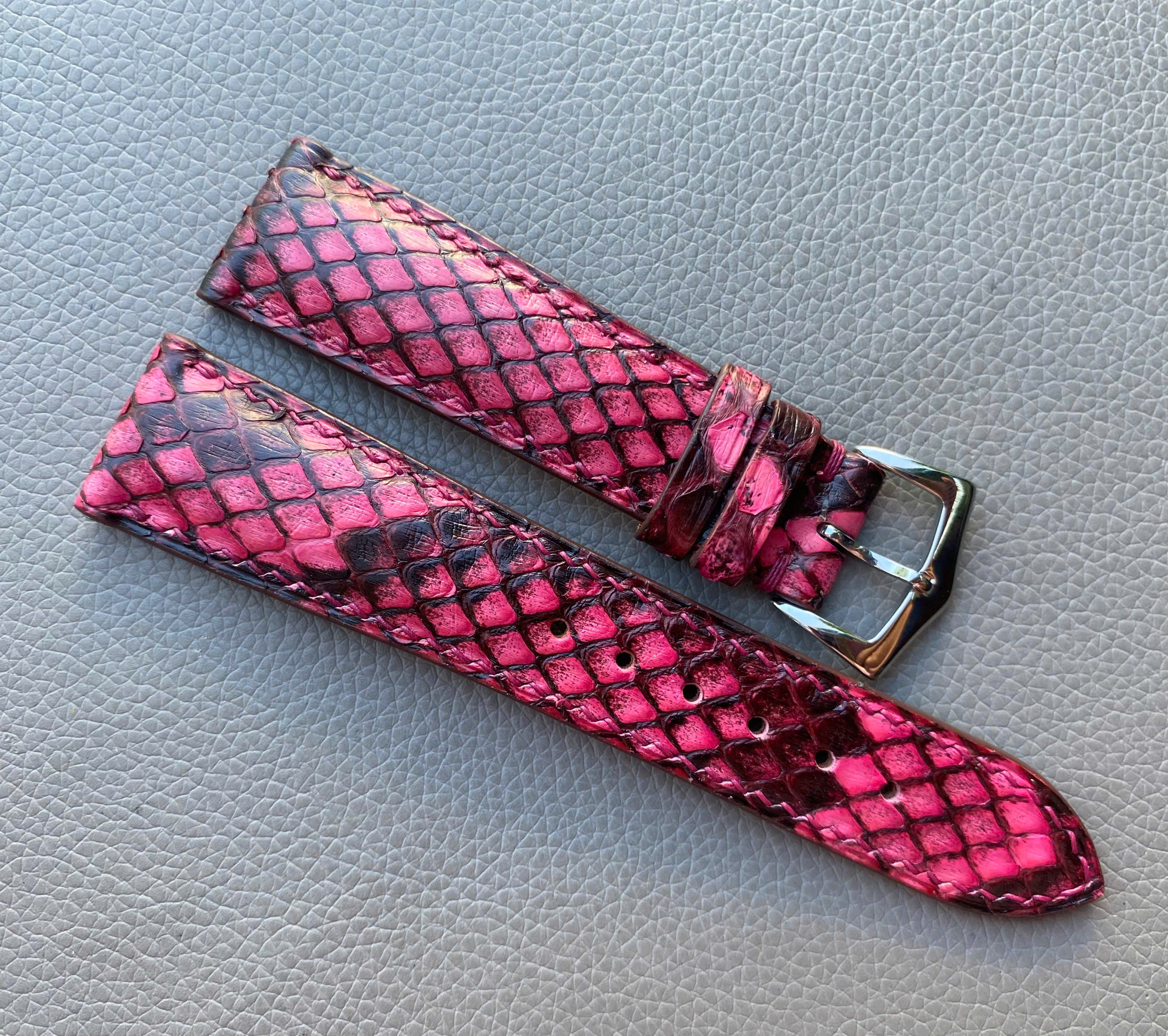 Pink Genuine Python leather Watch Strap Band