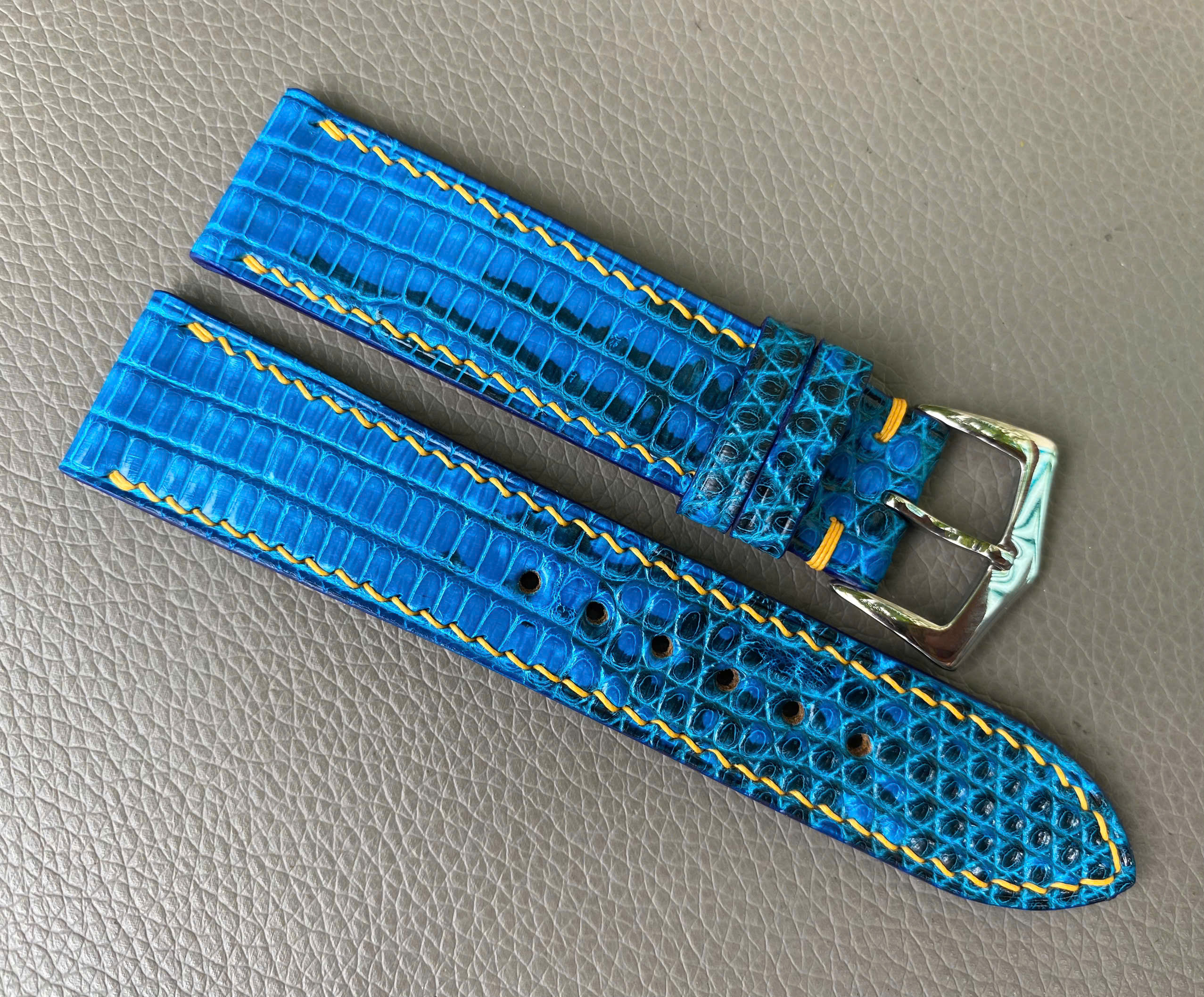 Blue Genuine Lizard Leather Watch Strap Band