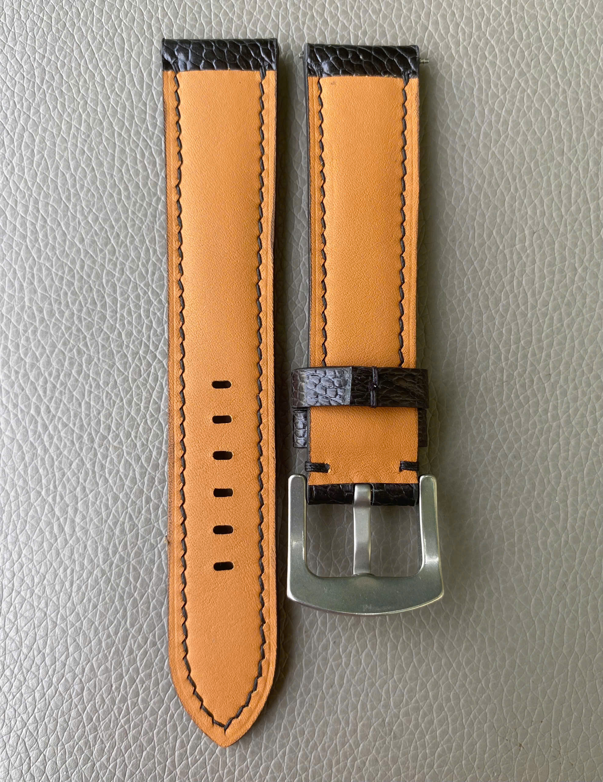 Black Genuine Ostrich Leg Leather Watch Strap Band - Image 3