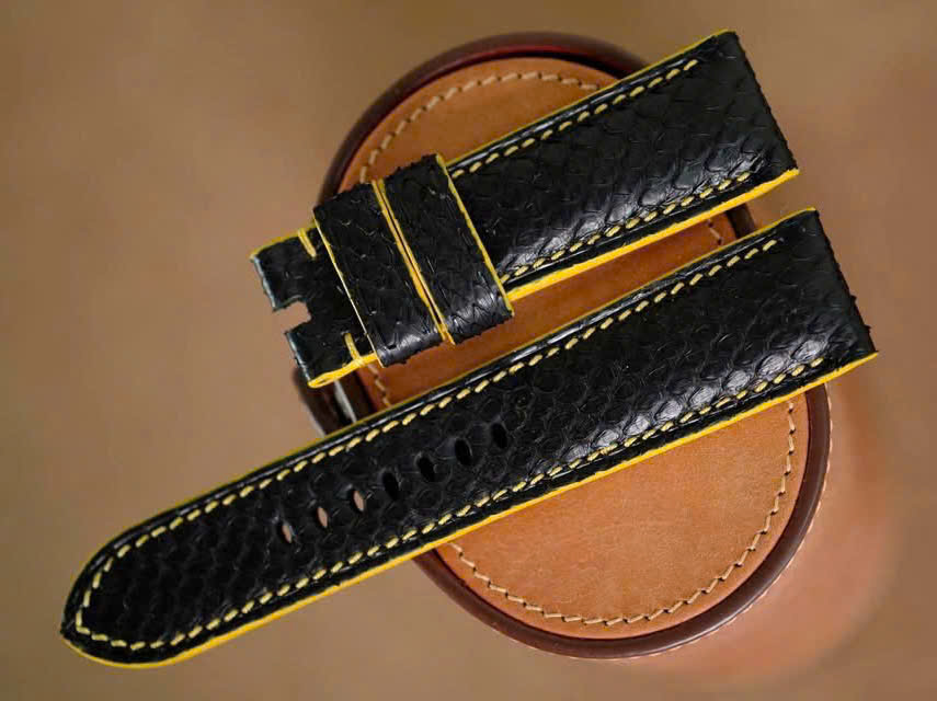 Black Genuine Python leather Watch Strap Band - Image 3
