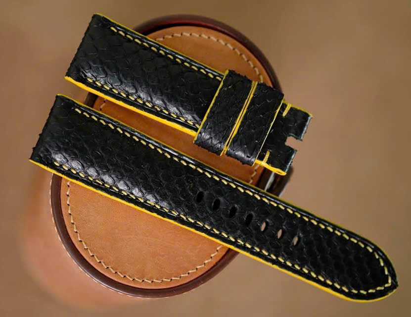 Black Genuine Python leather Watch Strap Band