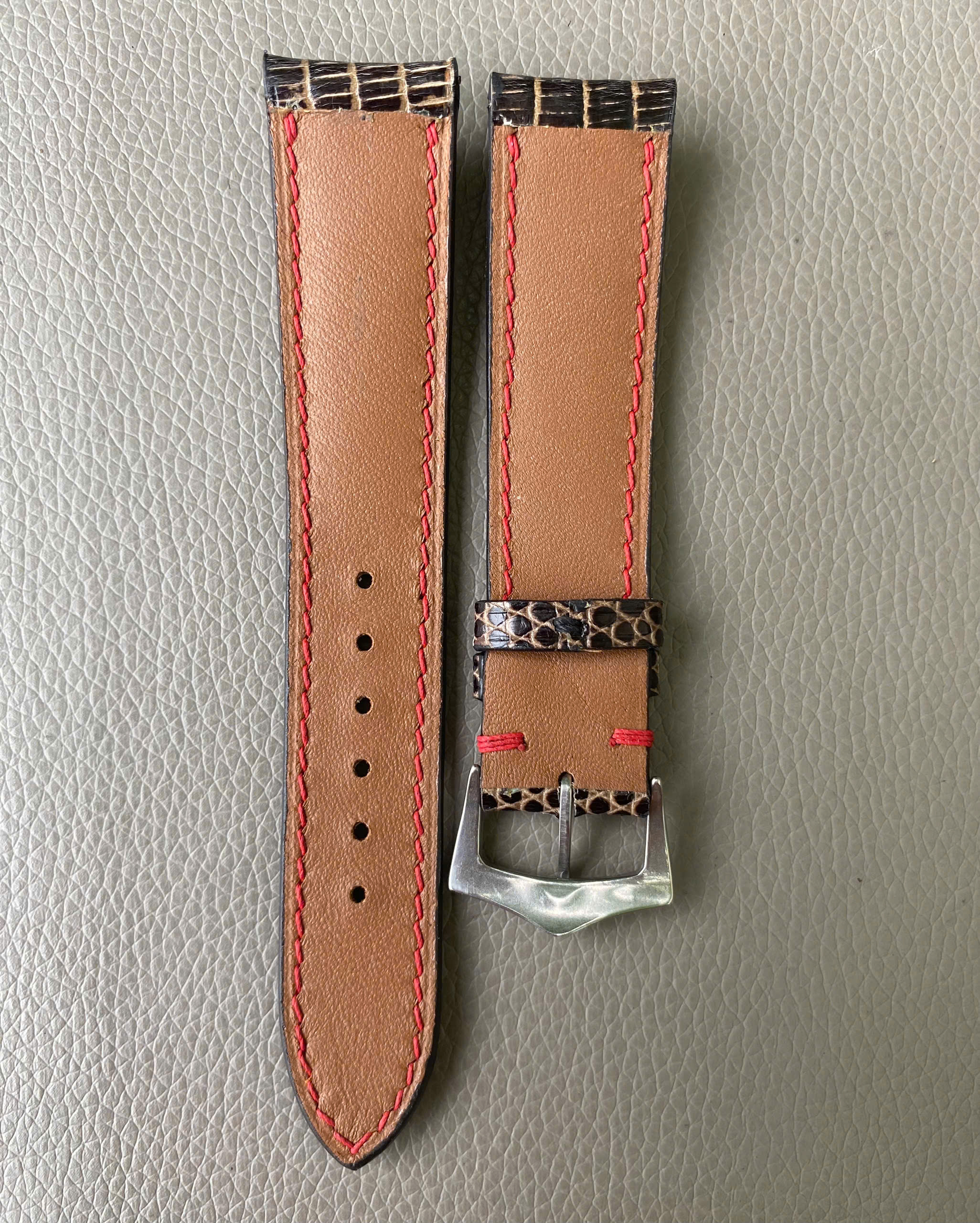 Gold Black Genuine Lizard Leather Watch Strap Band - Image 3