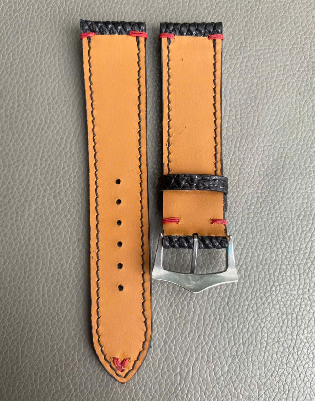 Black Genuine Lizard Leather Watch Strap Band - Image 3