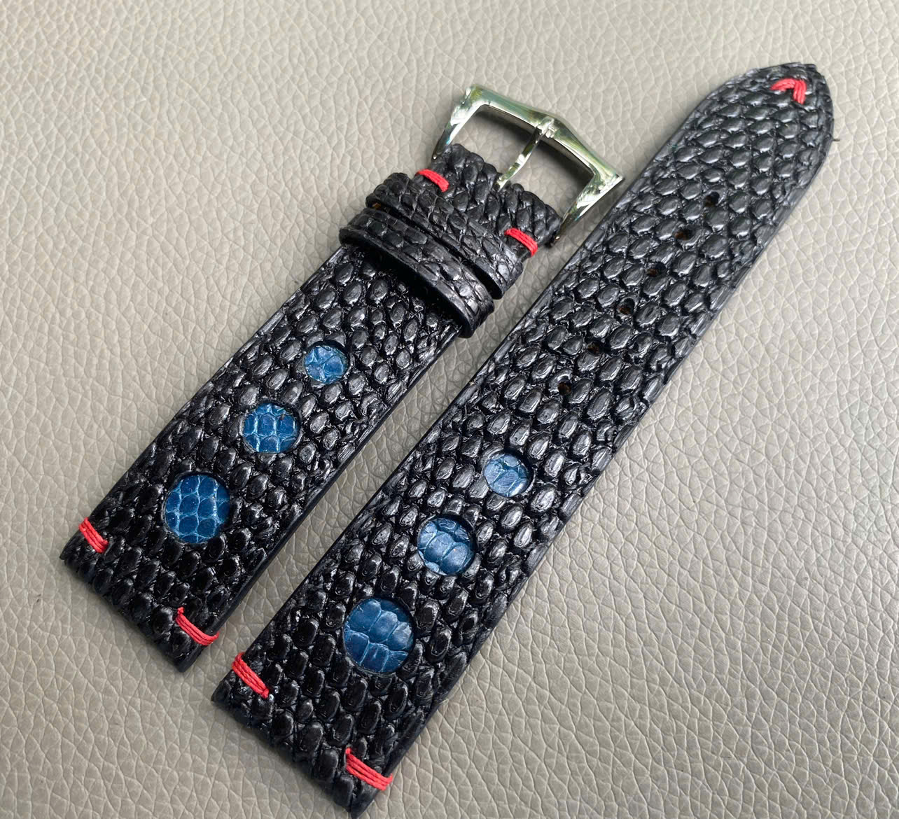 Black Genuine Lizard Leather Watch Strap Band - Image 2
