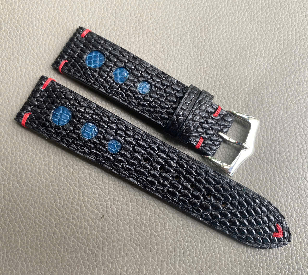 Black Genuine Lizard Leather Watch Strap Band