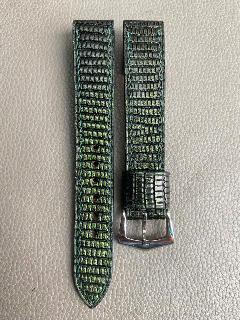Green Genuine Lizard Leather Watch Strap Band - Image 2