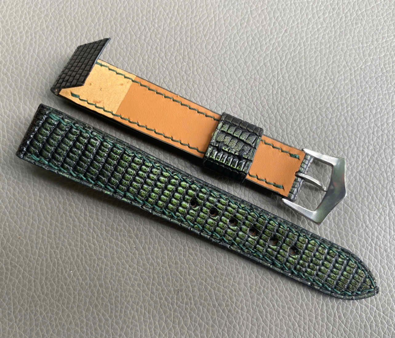 Green Genuine Lizard Leather Watch Strap Band