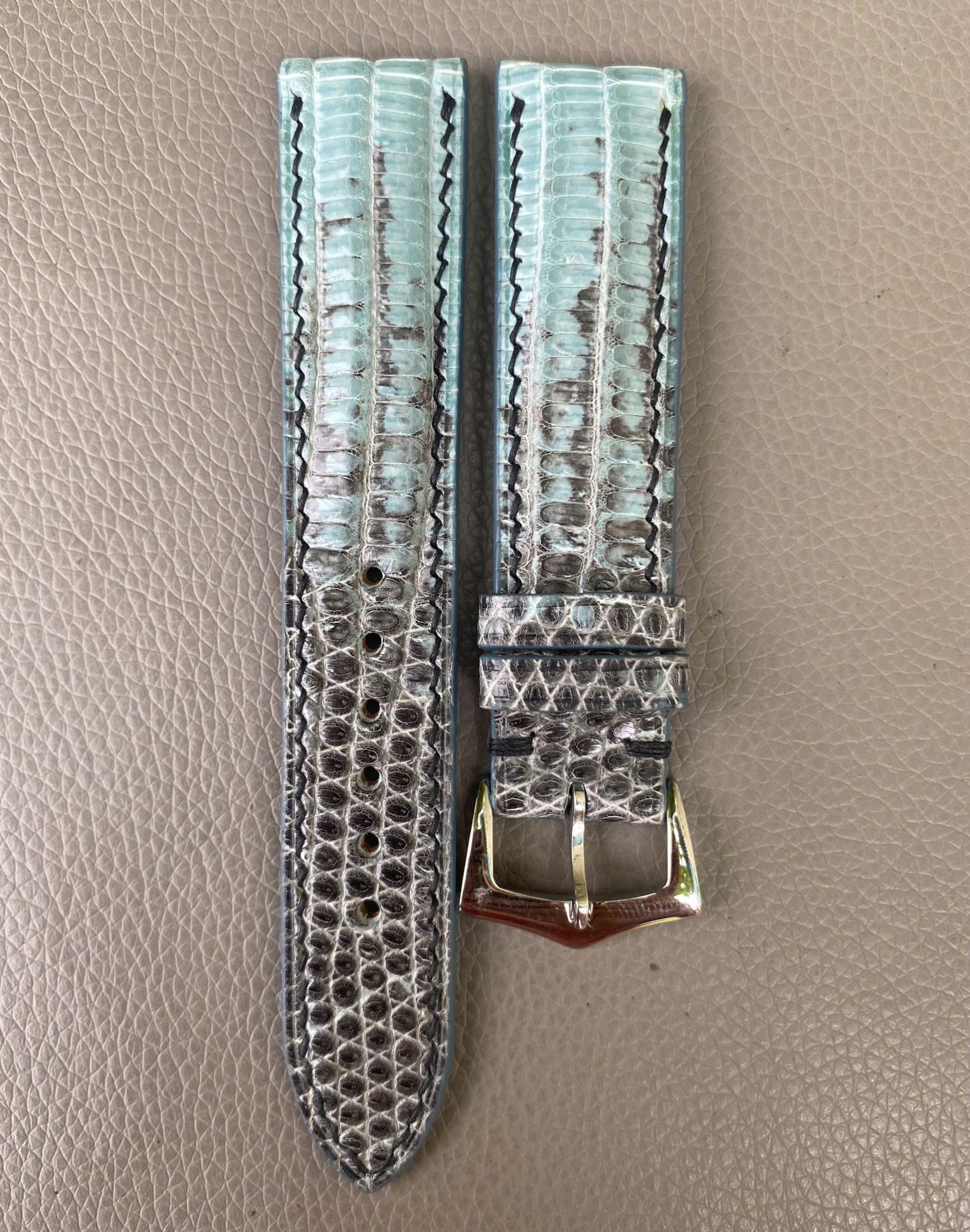 Turquoise Genuine Lizard Leather Watch Strap Band - Image 2