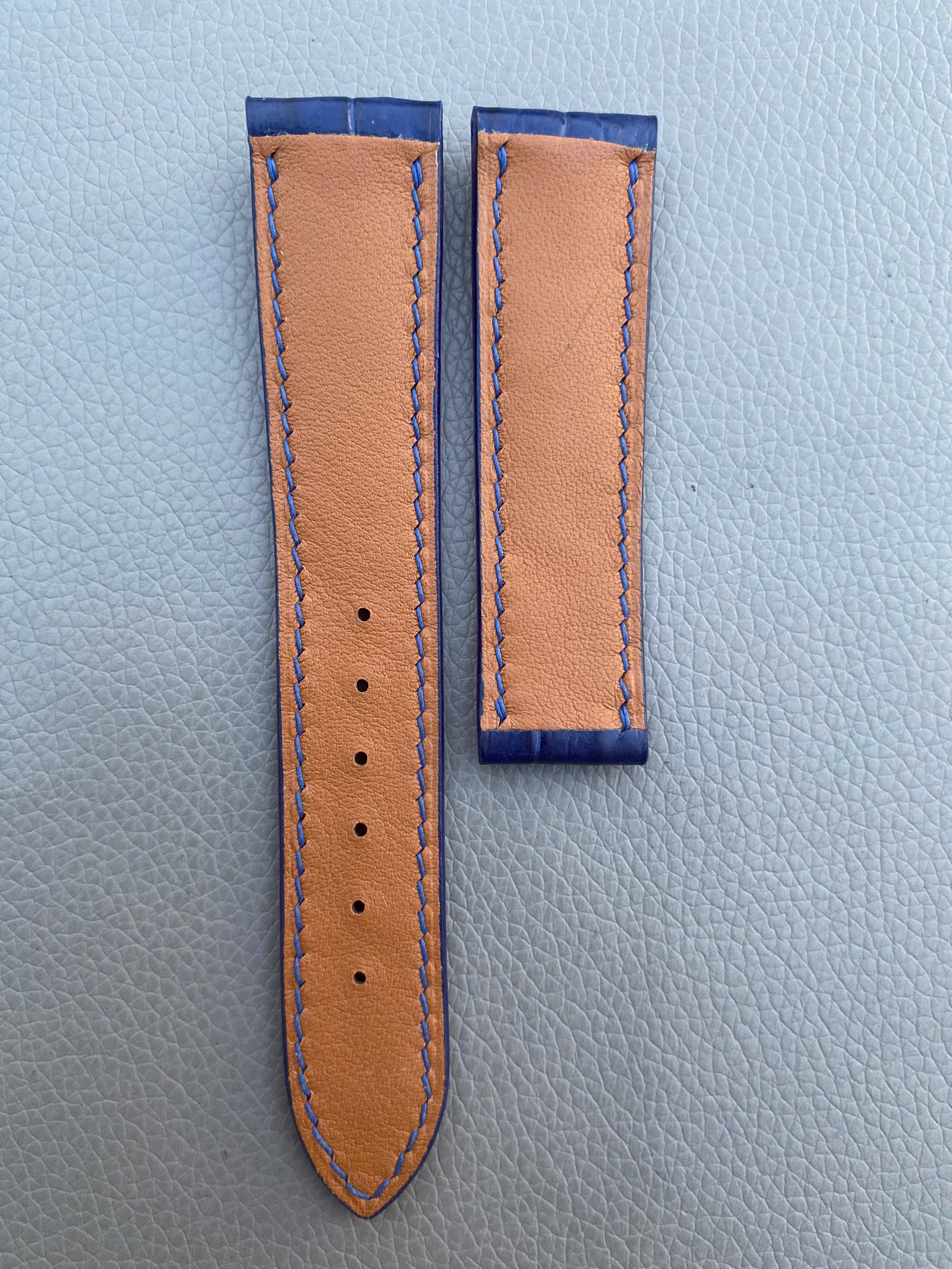 Navy Blue Genuine Alligator Crocodile Leather watch strap band - Image 3