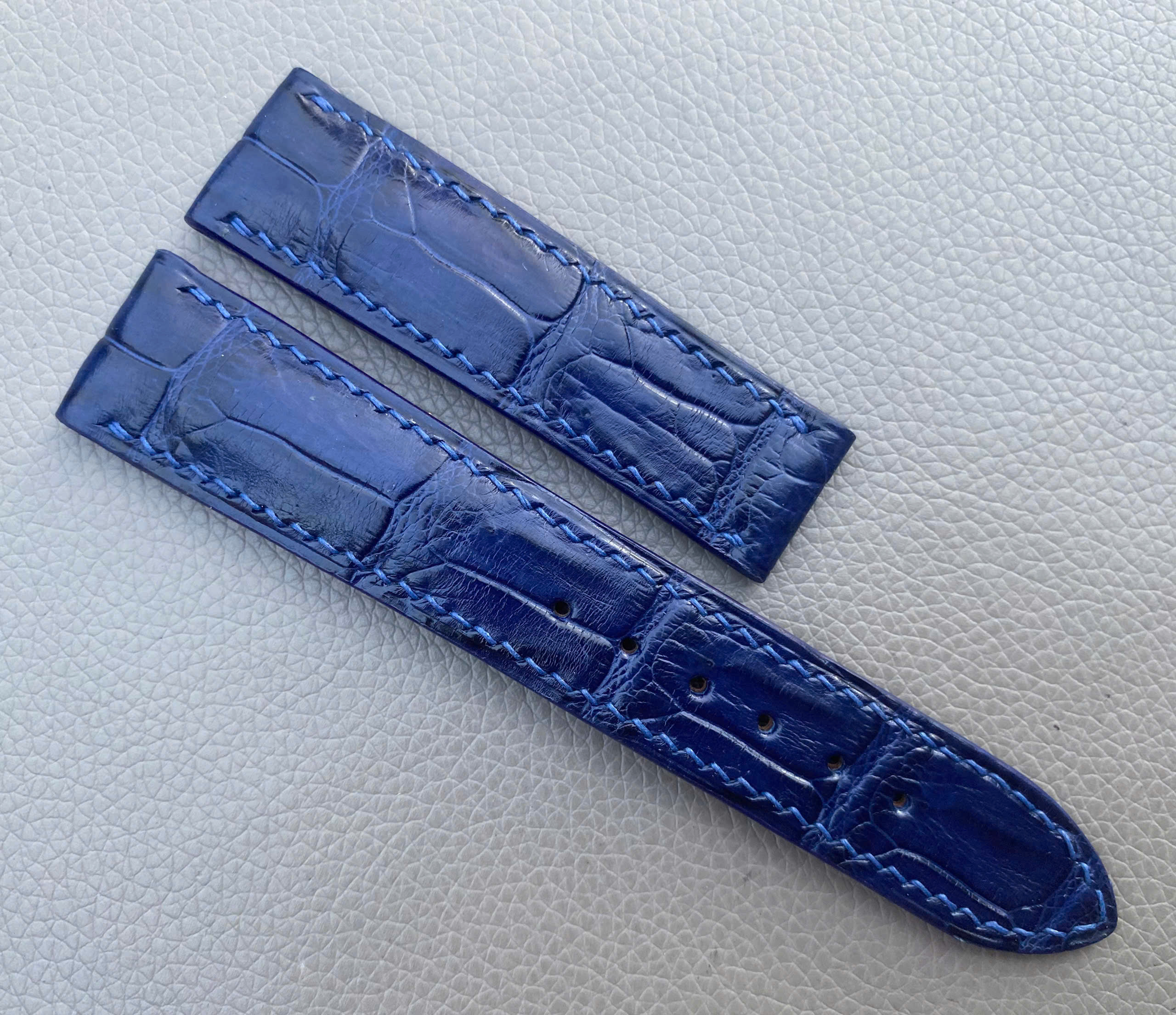 Navy Blue Genuine Alligator Crocodile Leather watch strap band