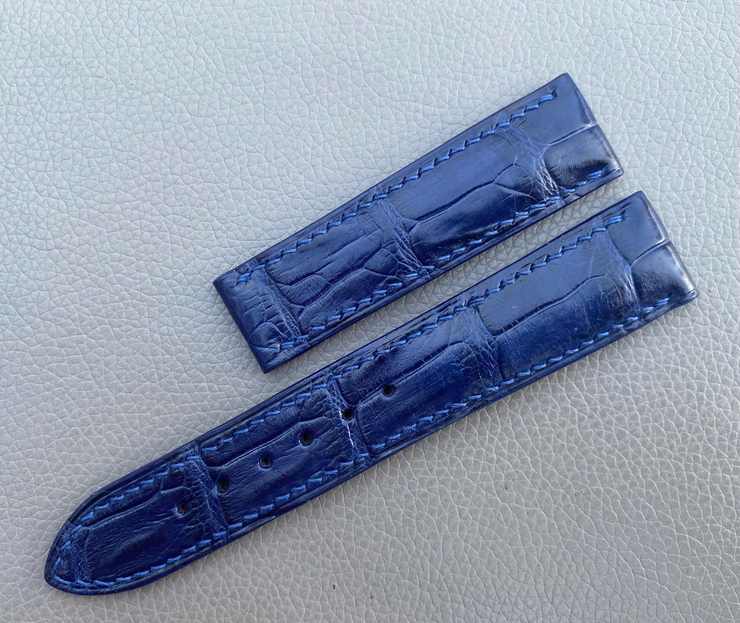 Navy Blue Genuine Alligator Crocodile Leather watch strap band - Image 2