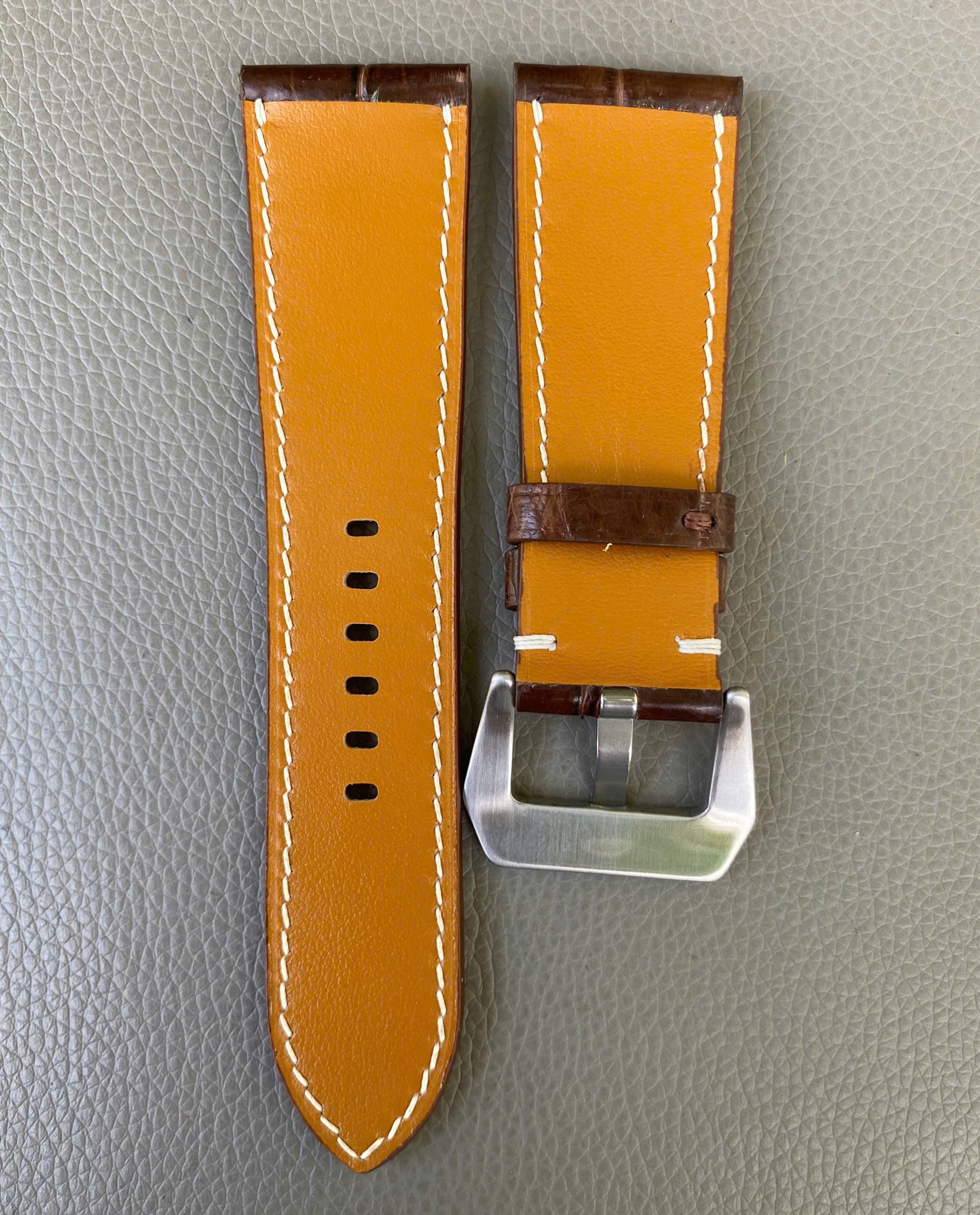 Brown Genuine Alligator Crocodile Leather watch strap band - Image 2