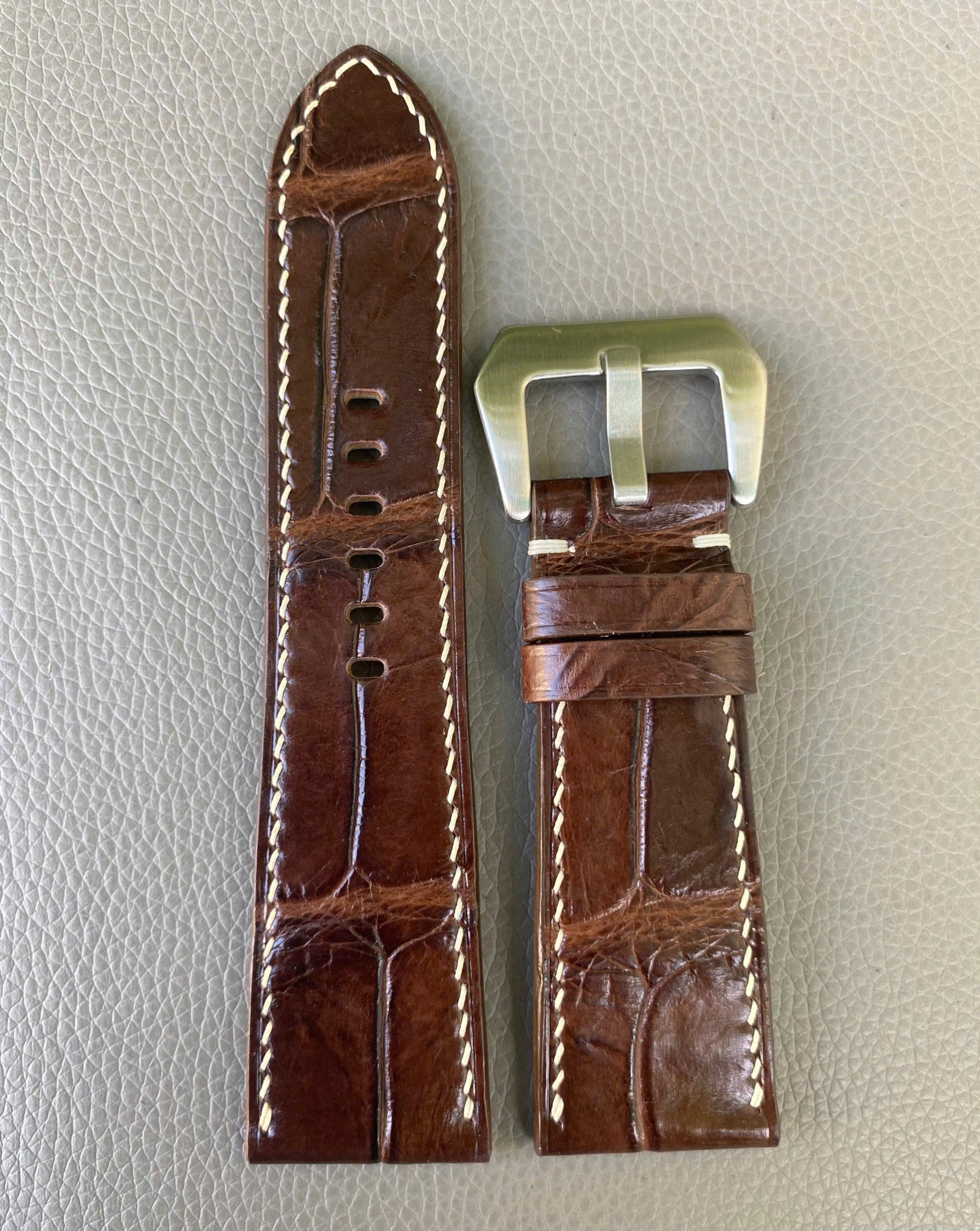 Brown Genuine Alligator Crocodile Leather watch strap band - Image 3