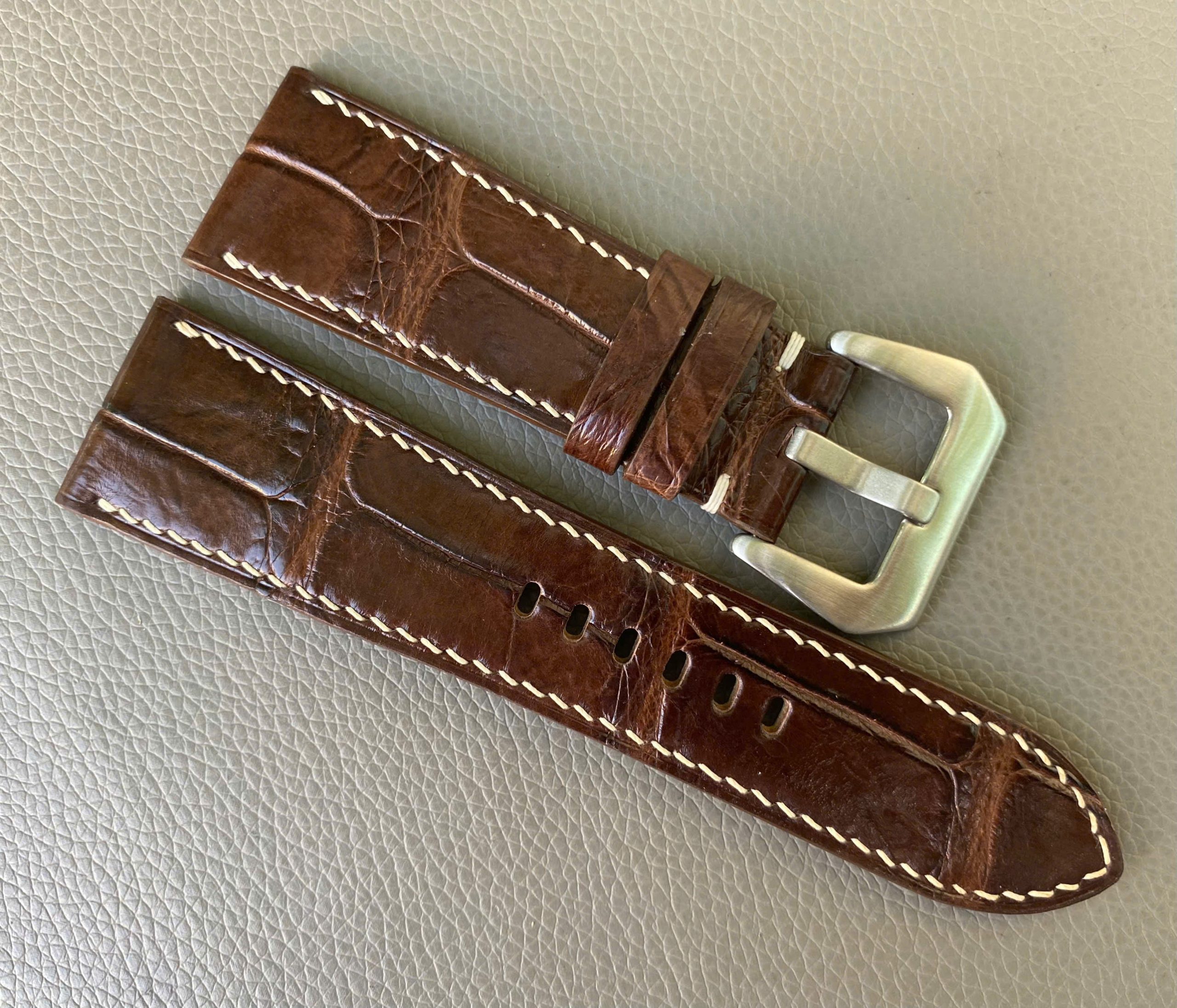 Brown Genuine Alligator Crocodile Leather watch strap band