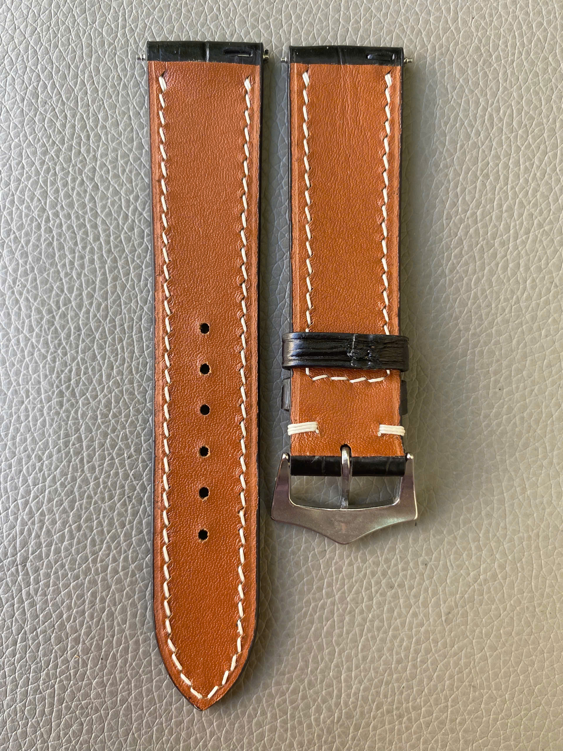 Black Genuine Crocodile Leather watch strap Band - Image 2
