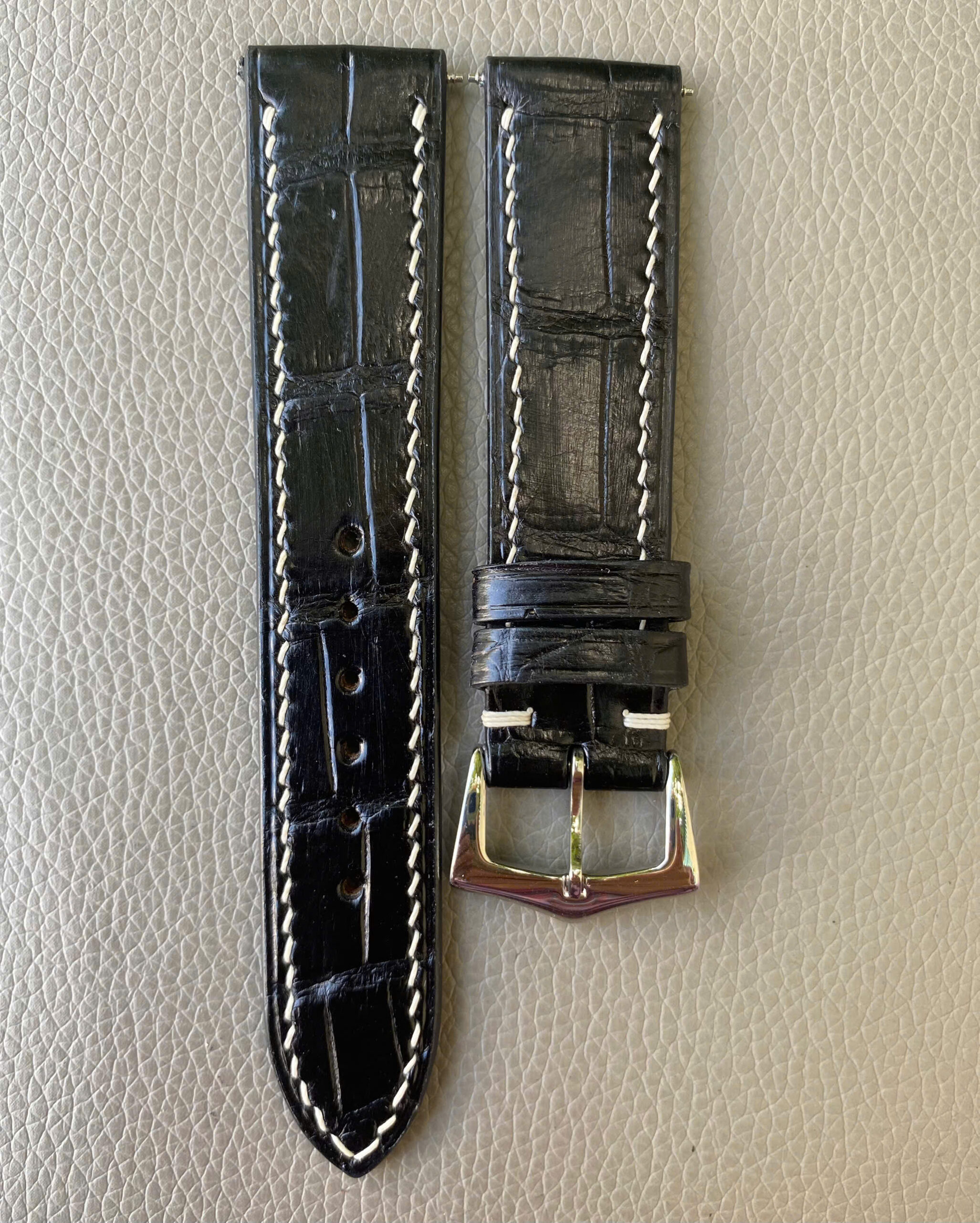 Black Genuine Crocodile Leather watch strap Band