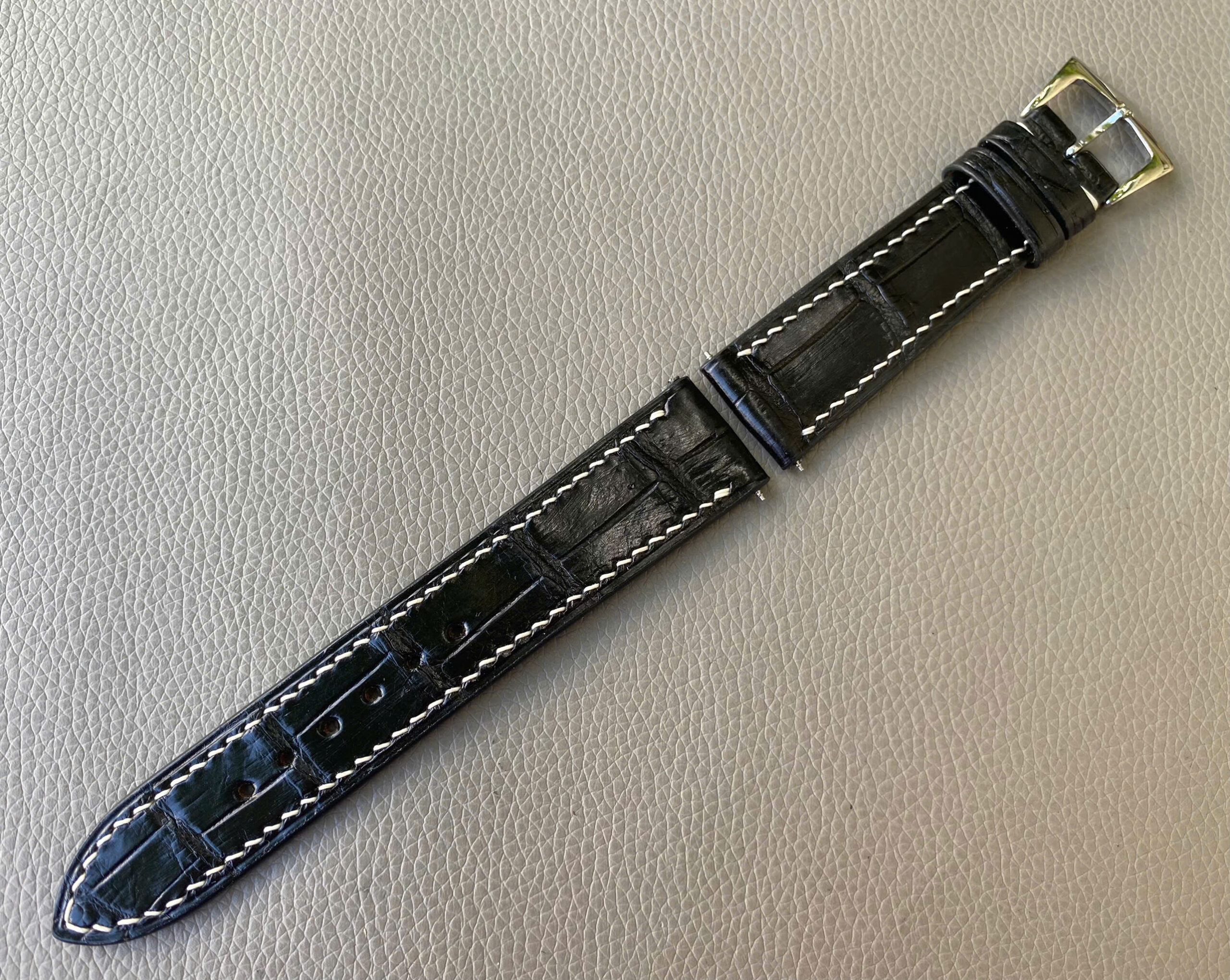 Black Genuine Crocodile Leather watch strap Band - Image 3