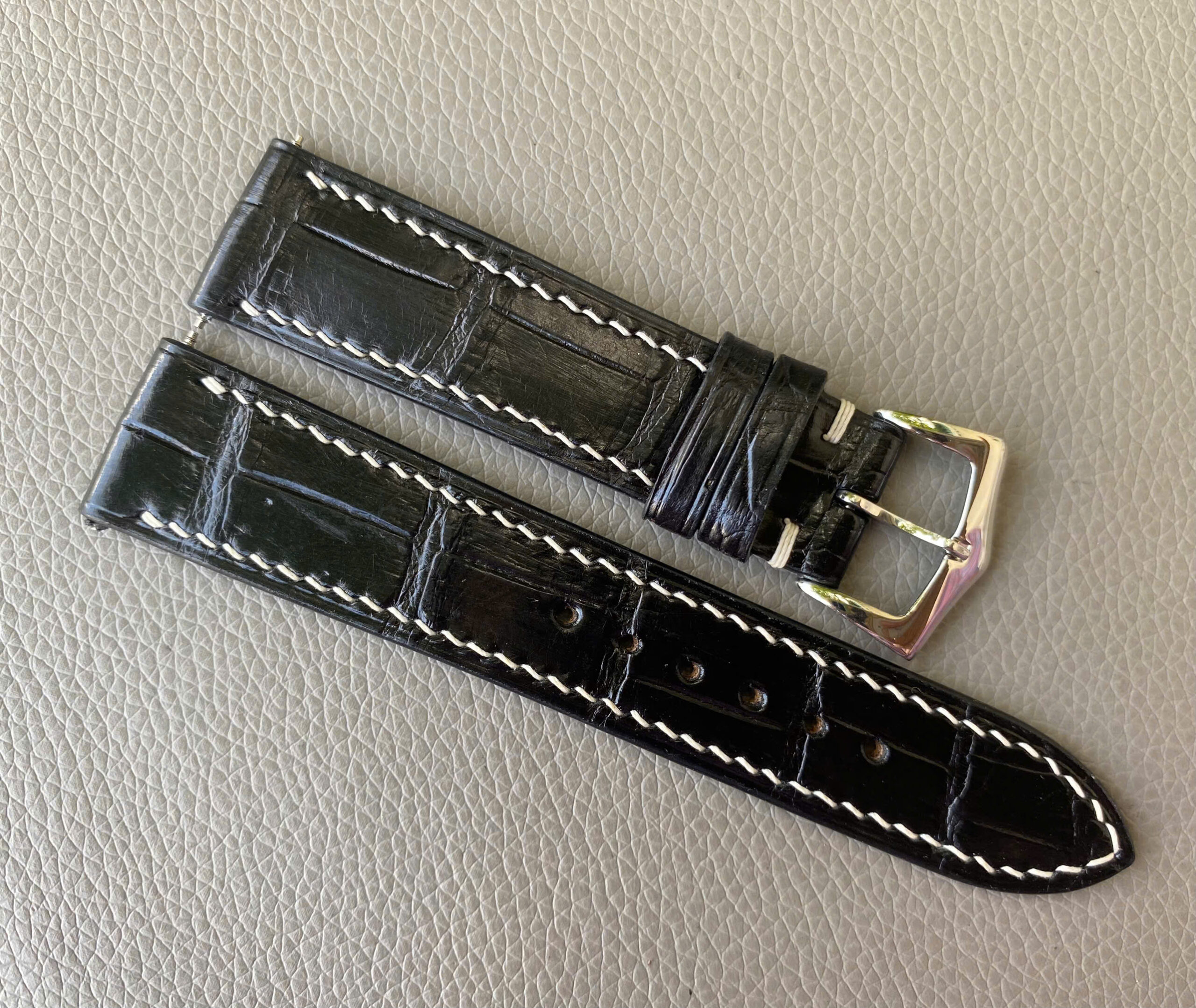 Black Genuine Crocodile Leather watch strap Band - Image 5