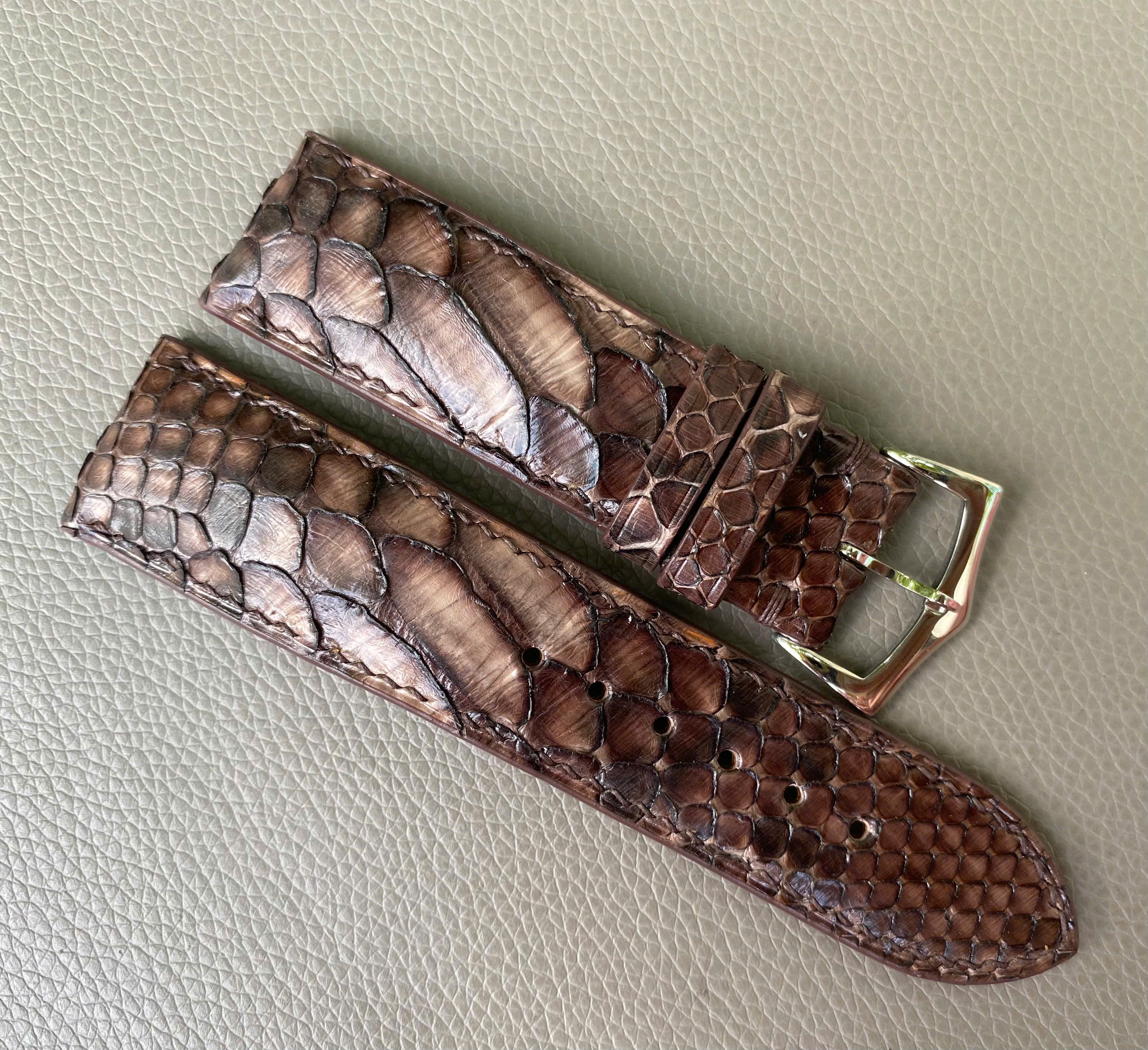 Brown Genuine Python leather Watch Strap Band