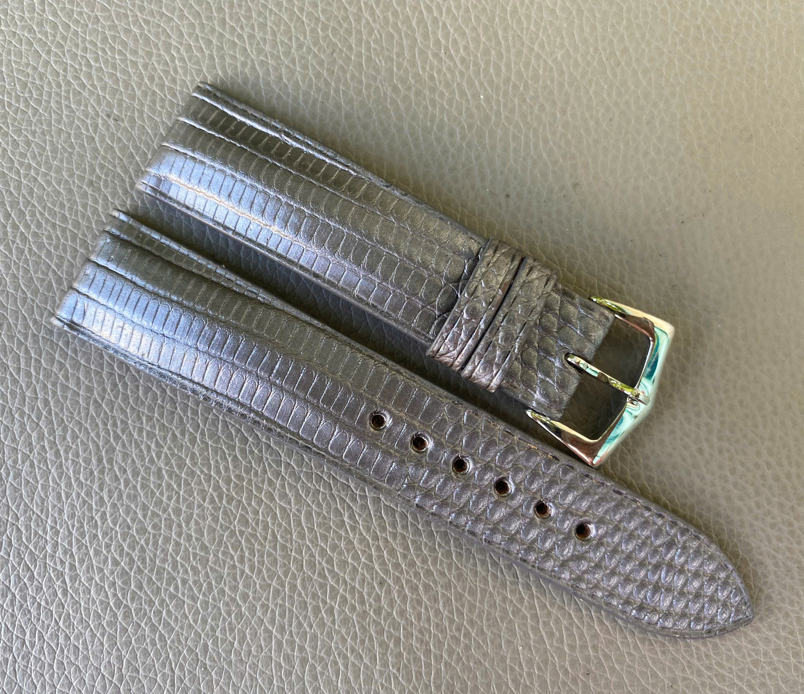 Gray Genuine Lizard Leather Watch Strap Band