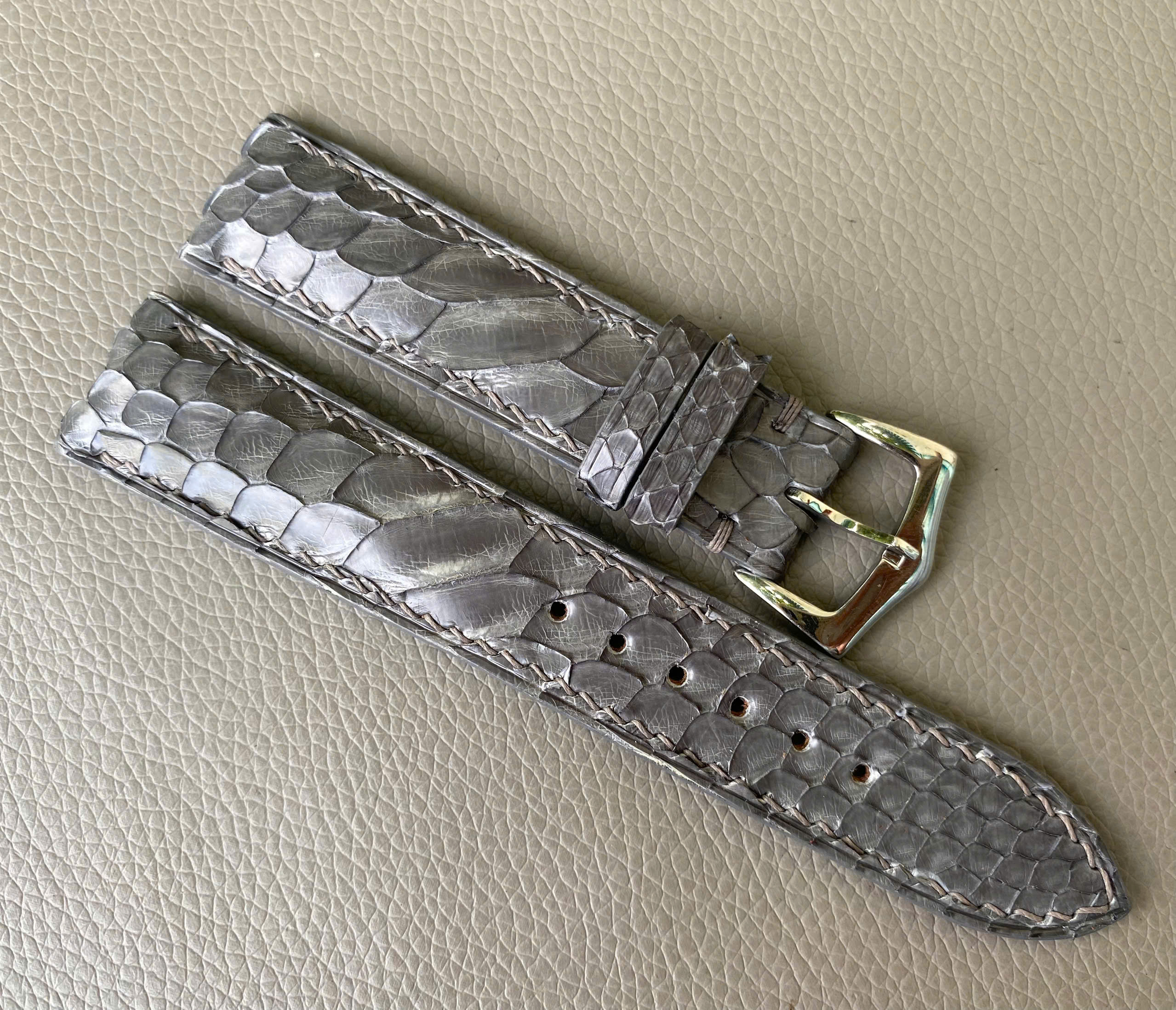 Gray Genuine Python leather Watch Strap Band