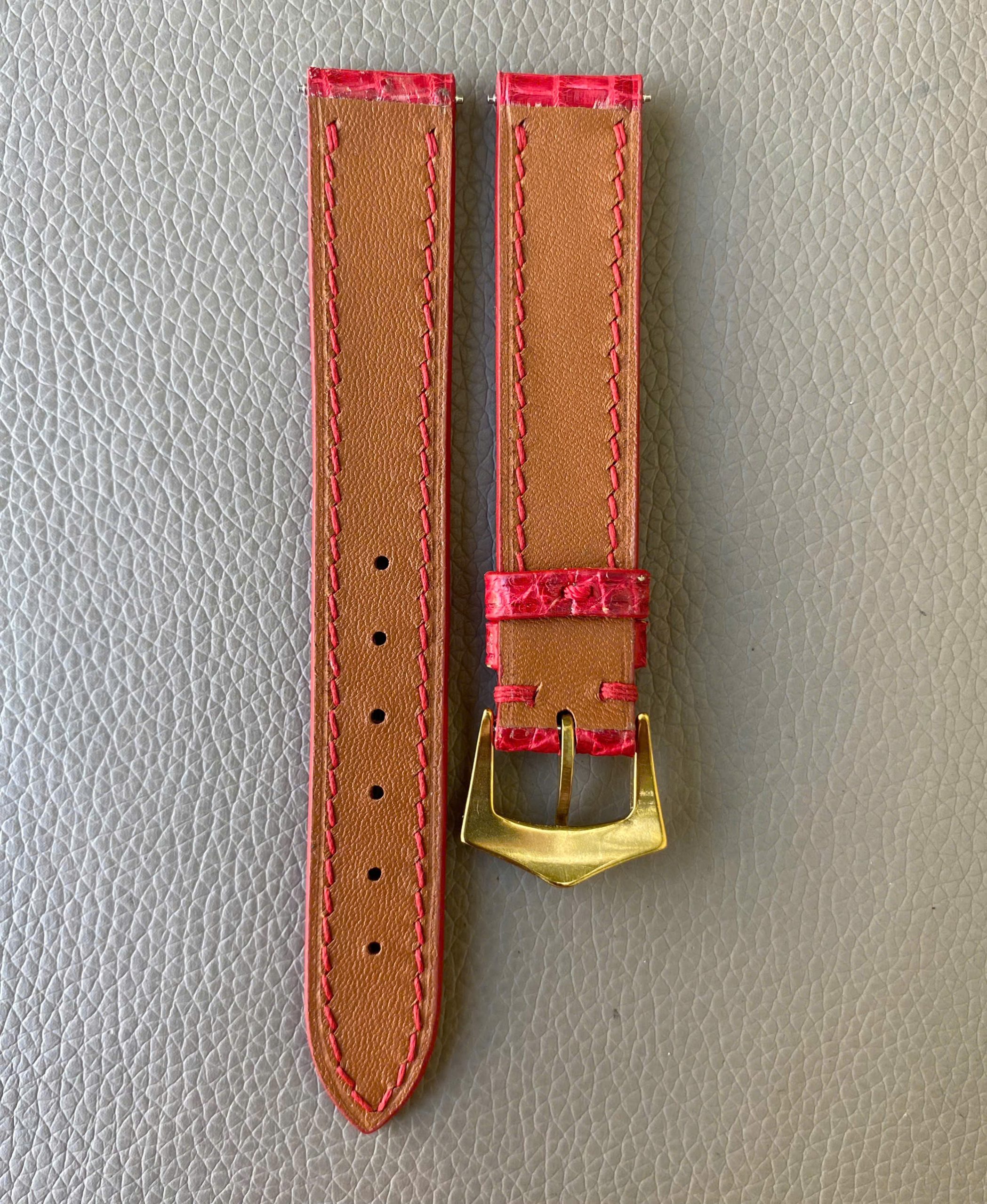 Red Genuine Lizard Leather Watch Strap Band - Image 3