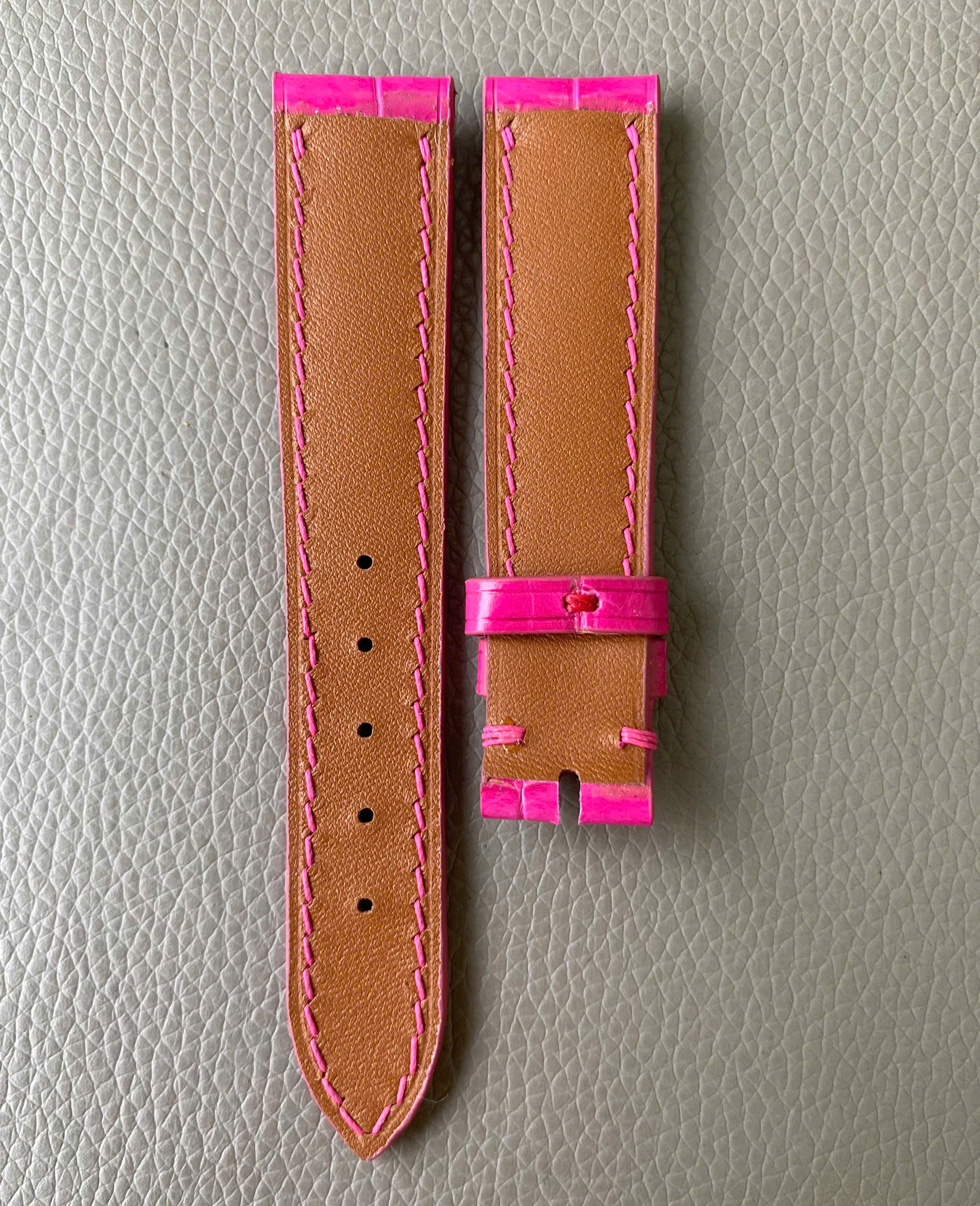 Pink Genuine Alligator Crocodile Leather watch strap band - Image 2