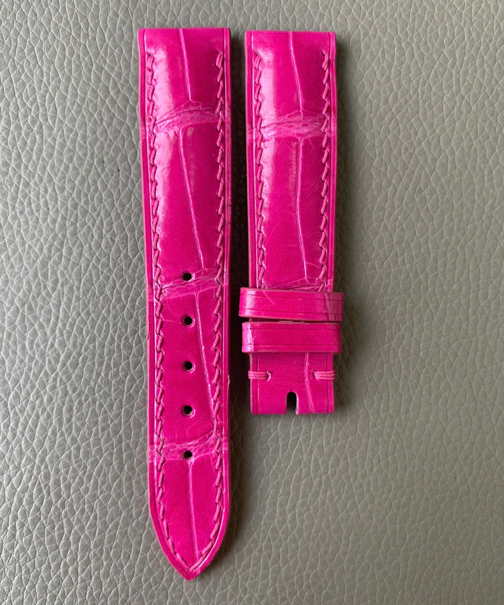 Pink Genuine Alligator Crocodile Leather watch strap band - Image 3