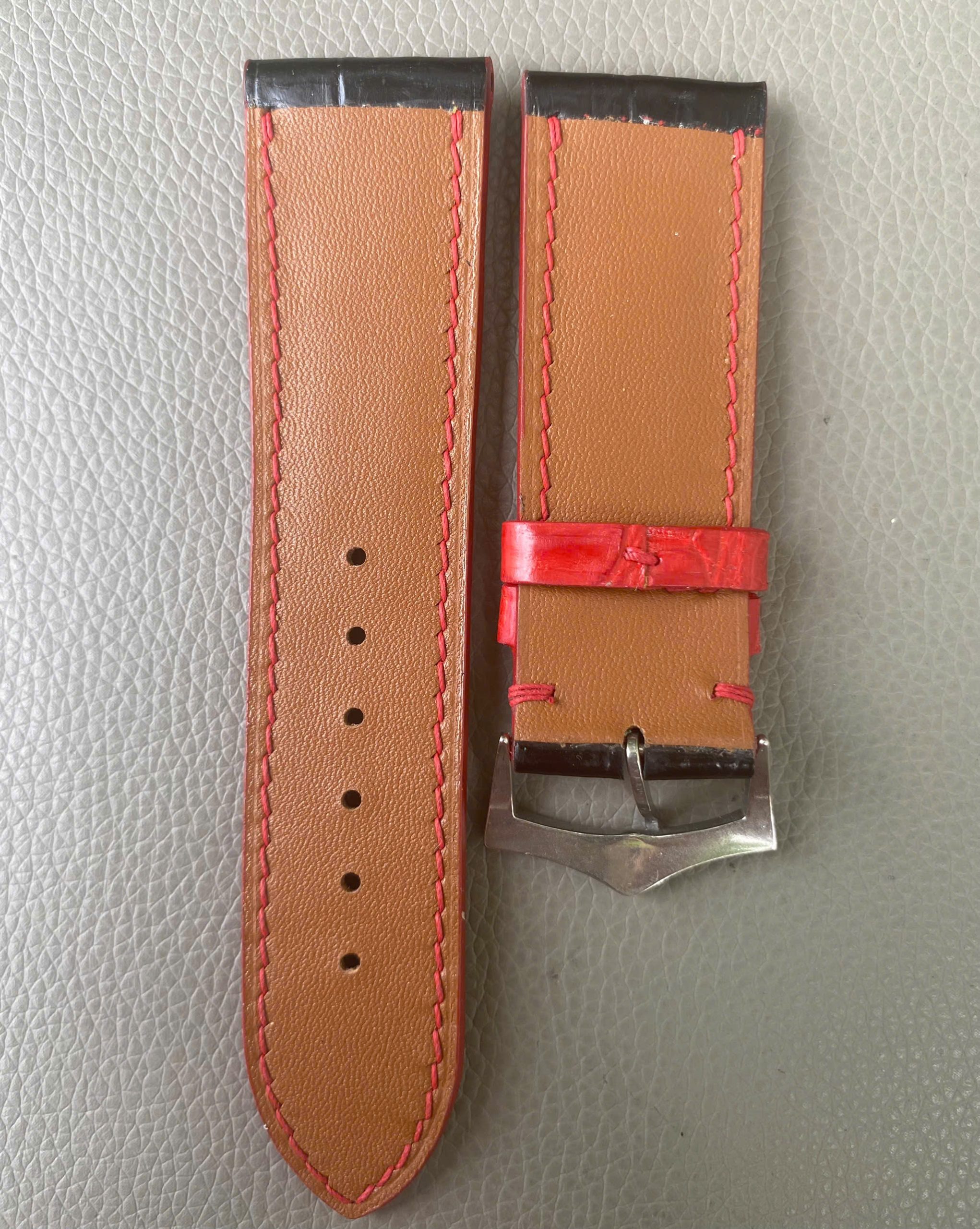 Black Genuine Alligator Crocodile Leather watch strap band - Image 3