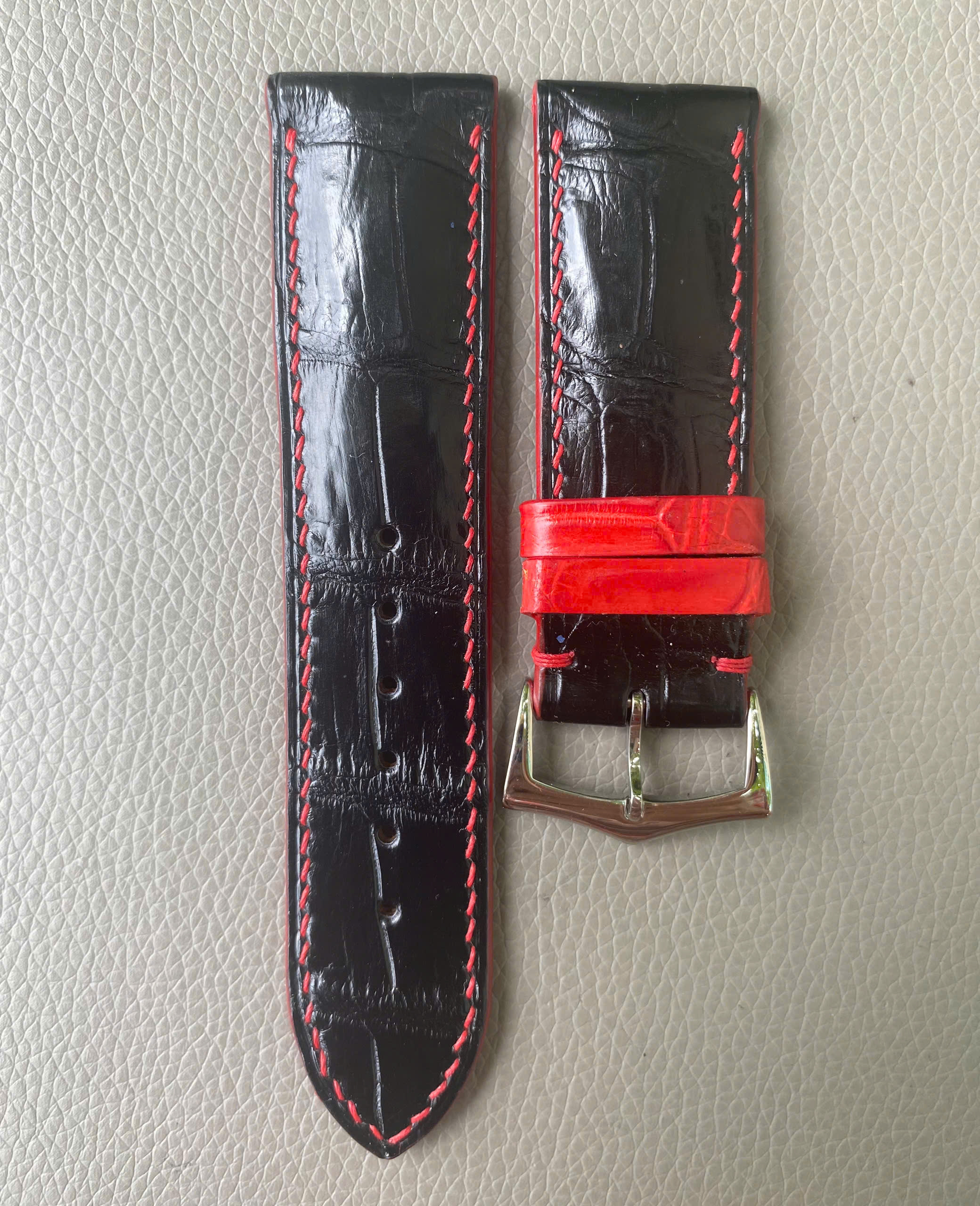 Black Genuine Alligator Crocodile Leather watch strap band - Image 2