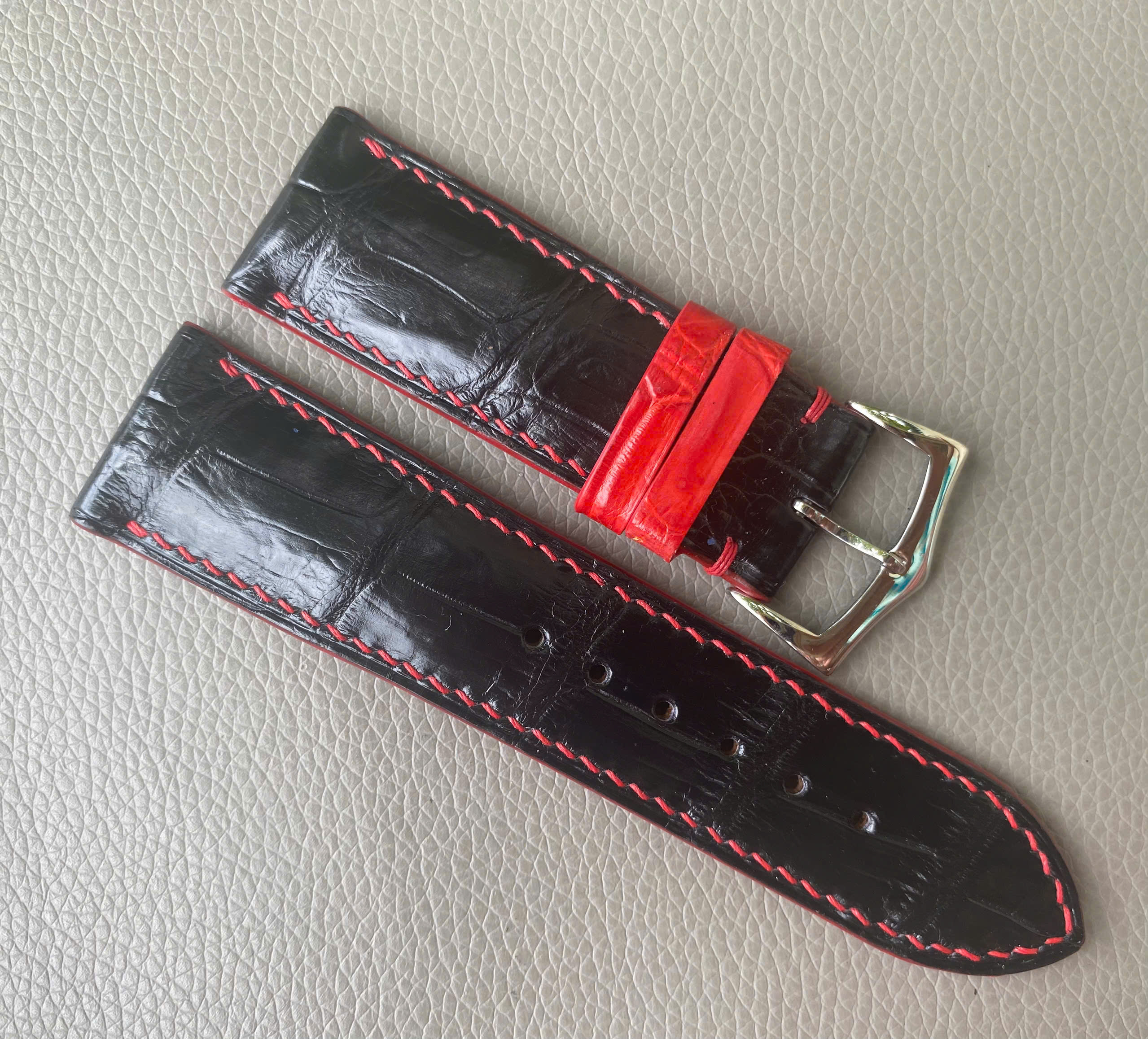 Black Genuine Alligator Crocodile Leather watch strap band
