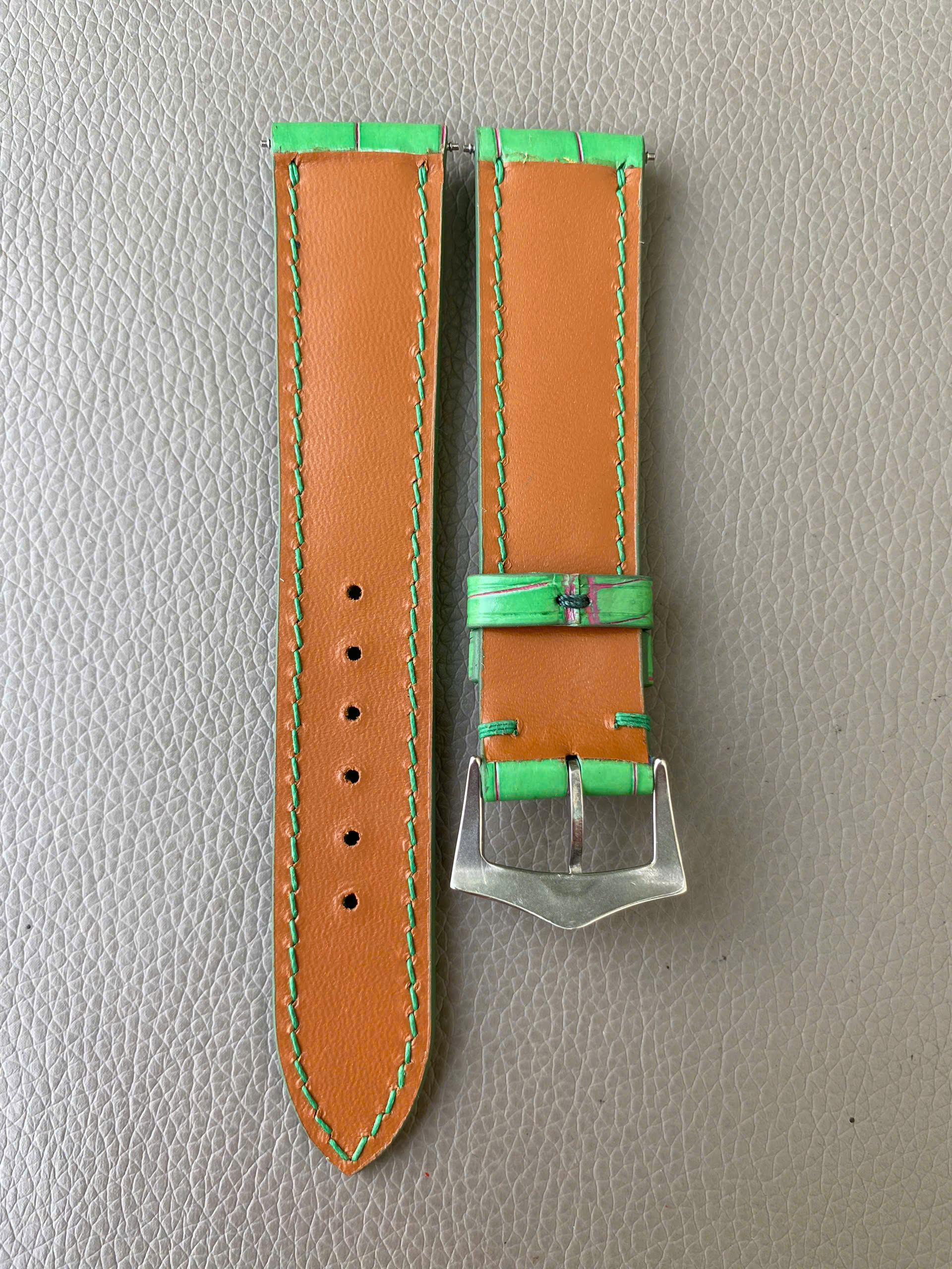 Green Genuine Alligator Crocodile Leather watch strap band - Image 3