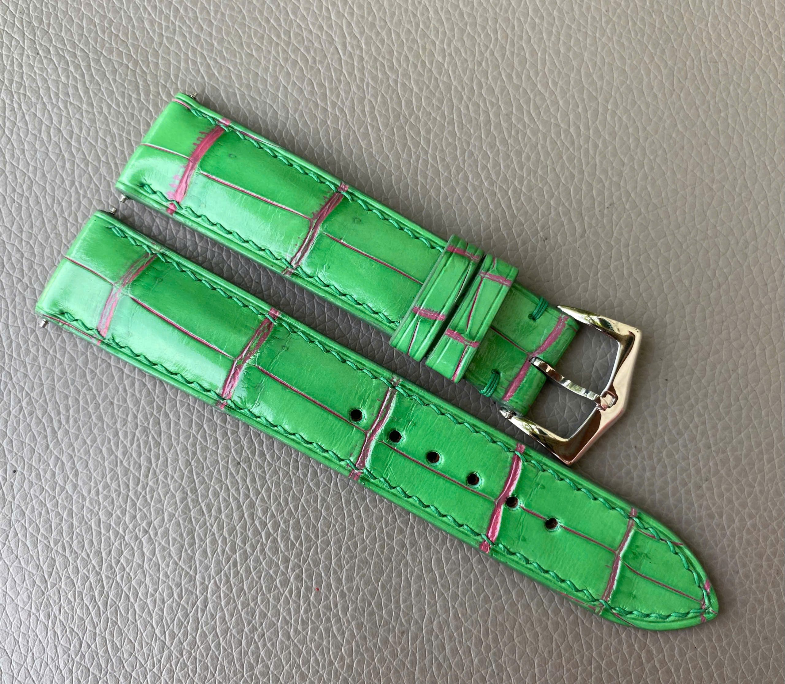 Green Genuine Alligator Crocodile Leather watch strap band
