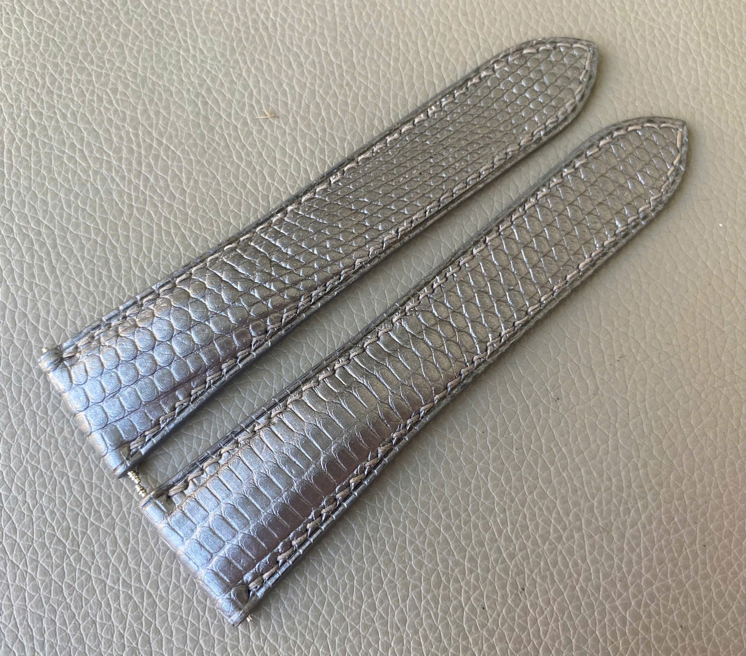 Gray Genuine Lizard Leather Watch Strap Band