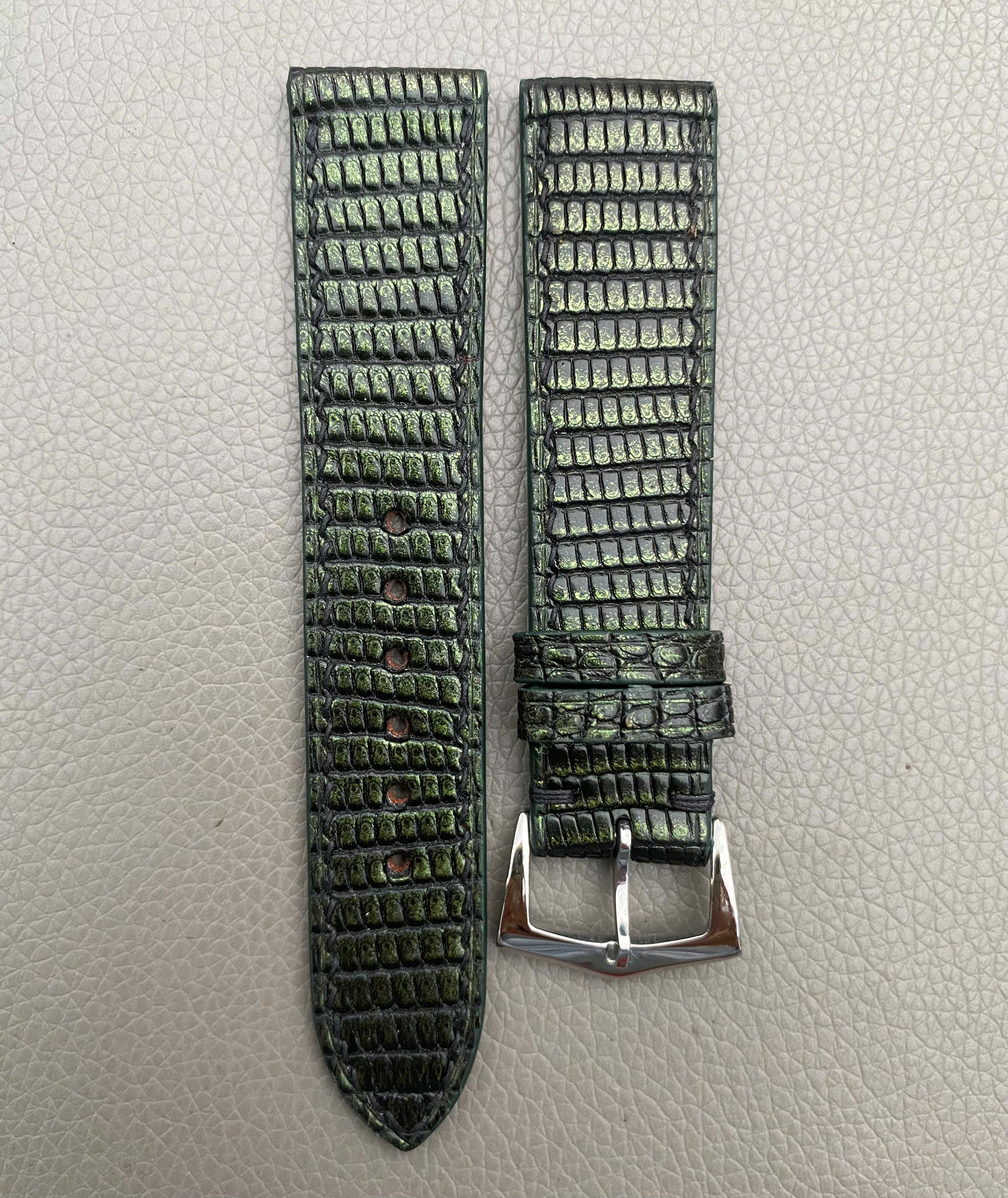Green Genuine Lizard Leather Watch Strap Band - Image 2